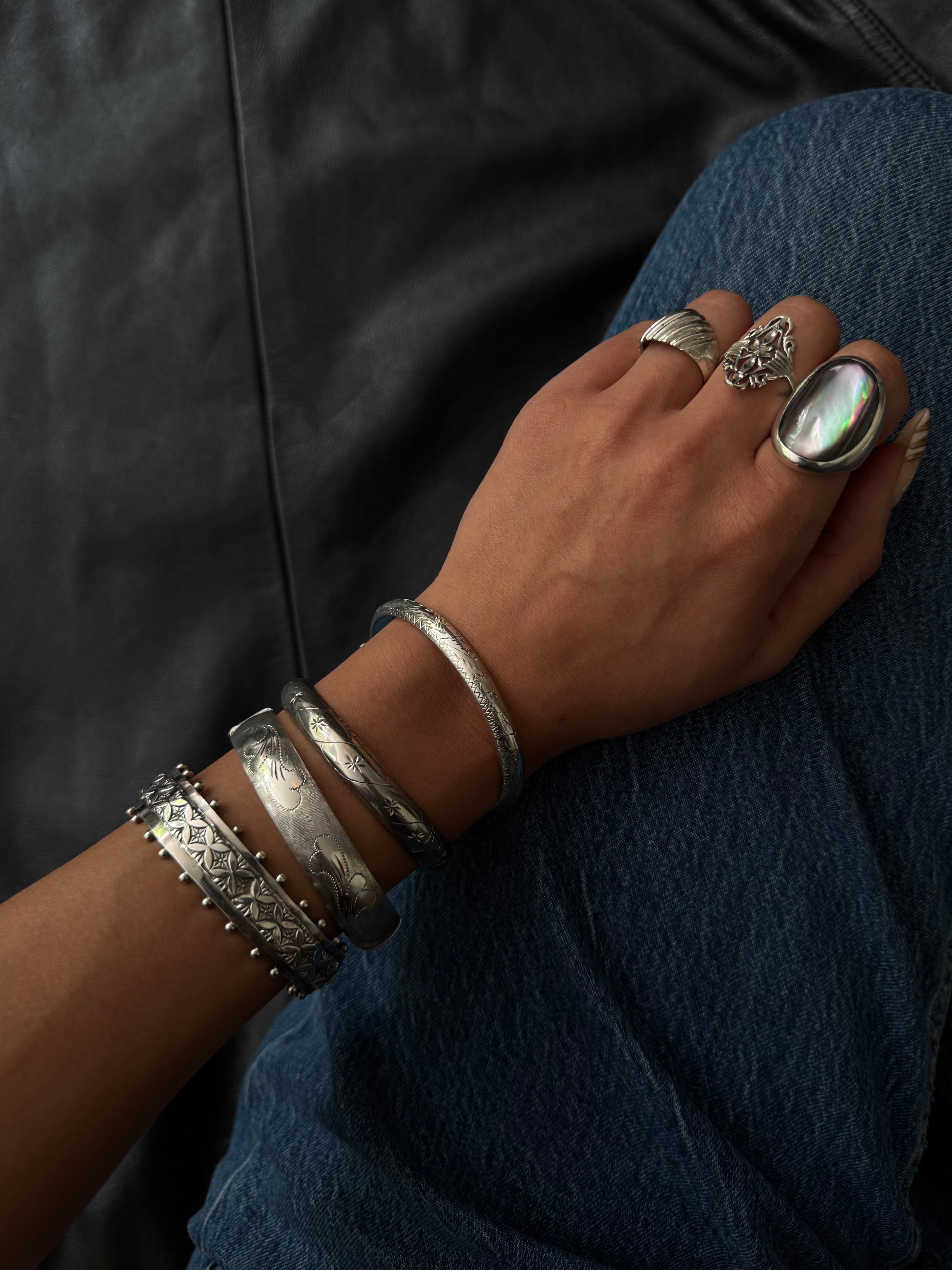 Vintage Silver Abalone Statement Ring