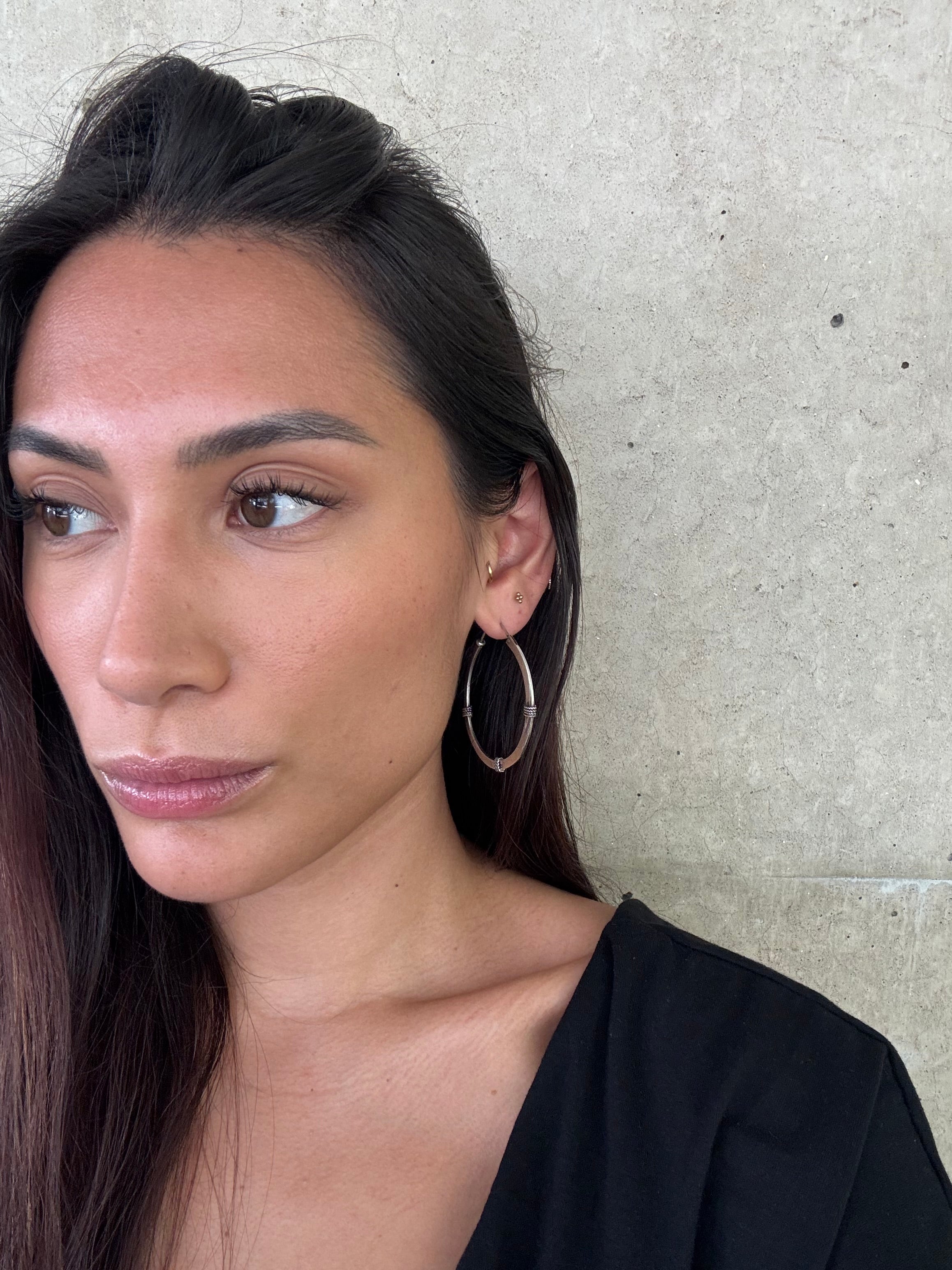 Vintage Silver Large Hoop Earrings