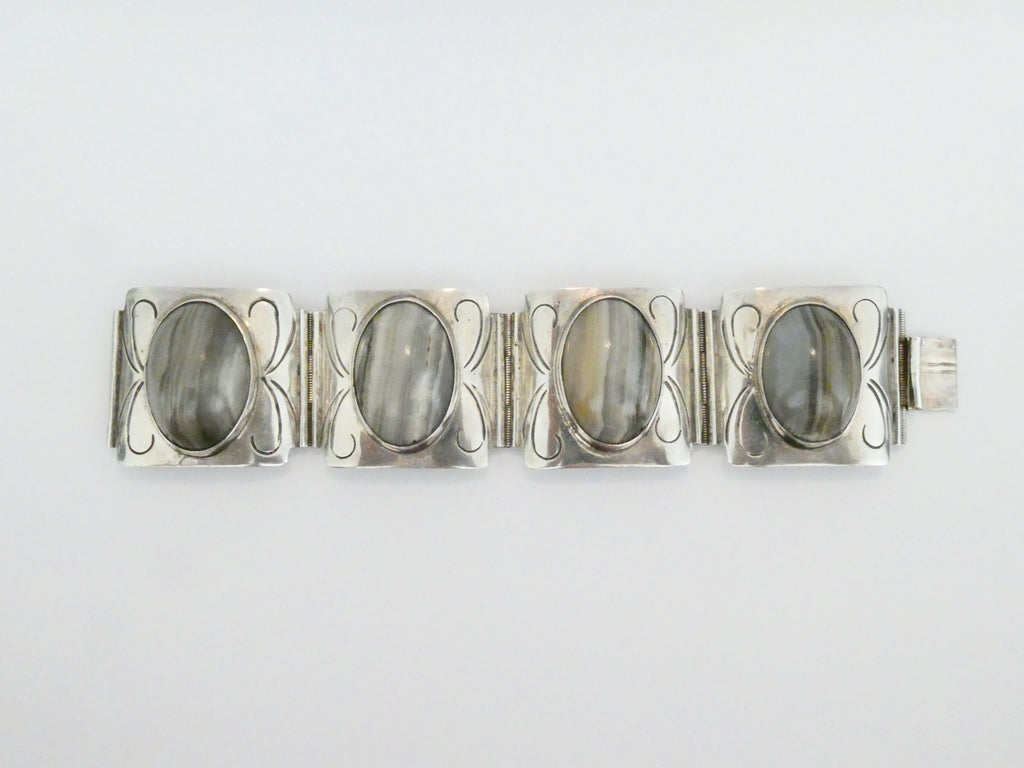Vintage Banded Agate Statement Bracelet