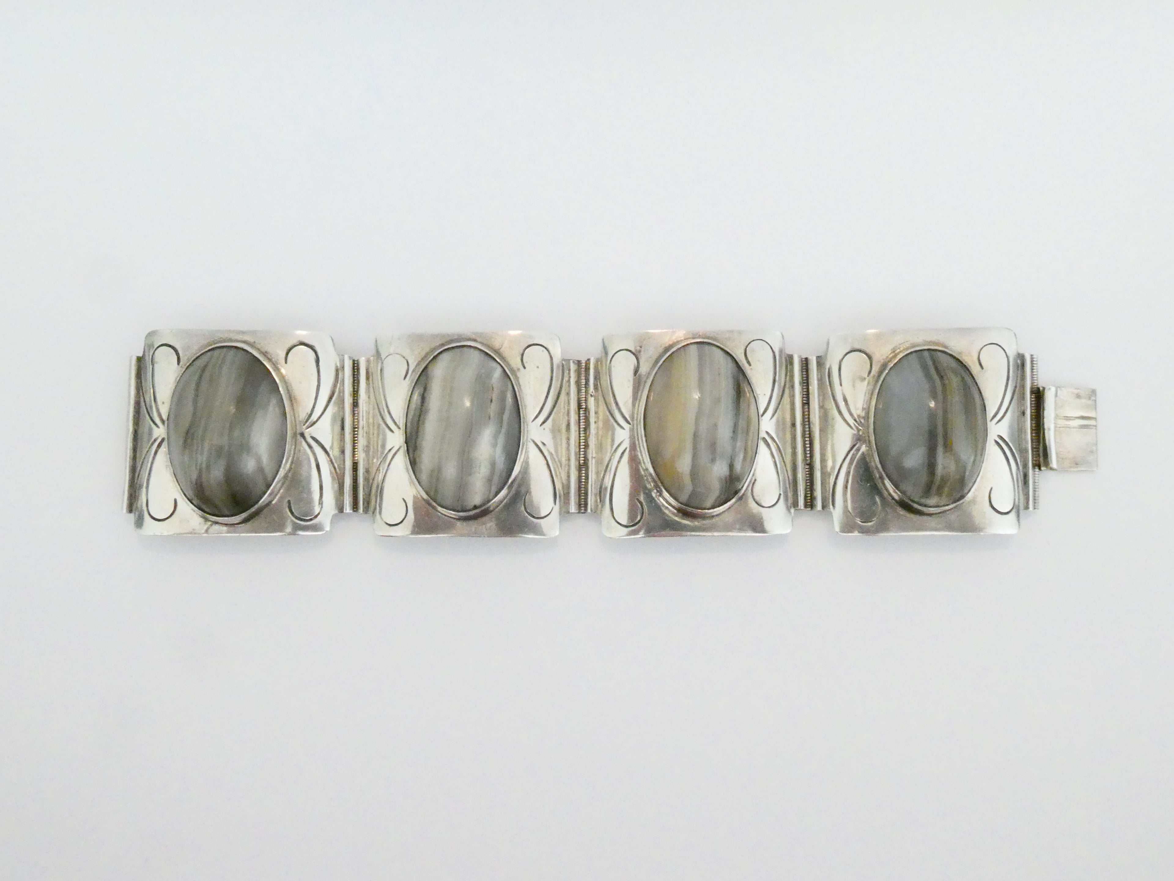 Vintage Banded Agate Statement Bracelet