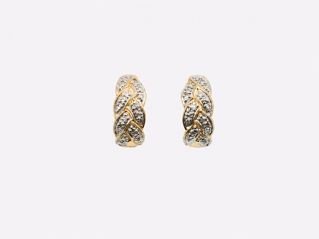 Vintage Gold Over Silver Braided Hoop Earrings