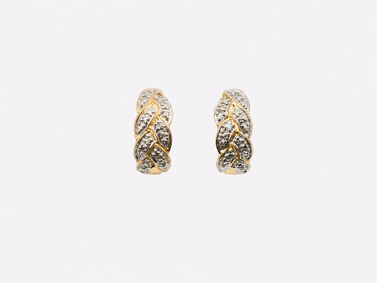 Vintage Gold Over Silver Braided Hoop Earrings