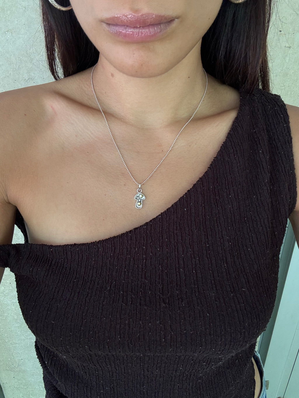 Vintage Silver Mushroom Pearl Necklace