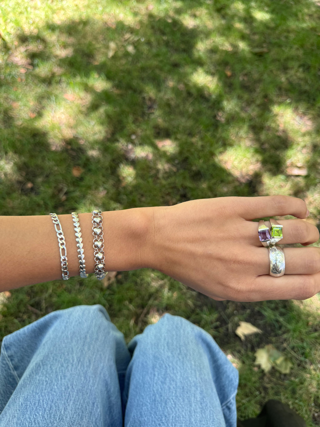 Vintage Silver Dainty Heart Bracelet