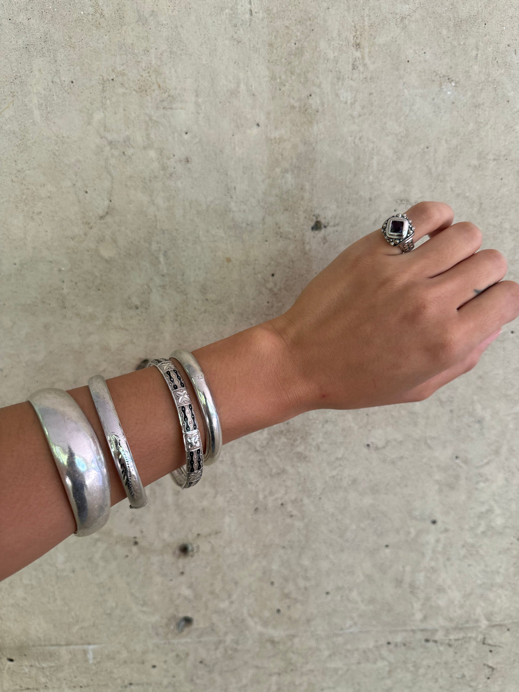 Vintage Silver Statement Dome Cuff Bracelet