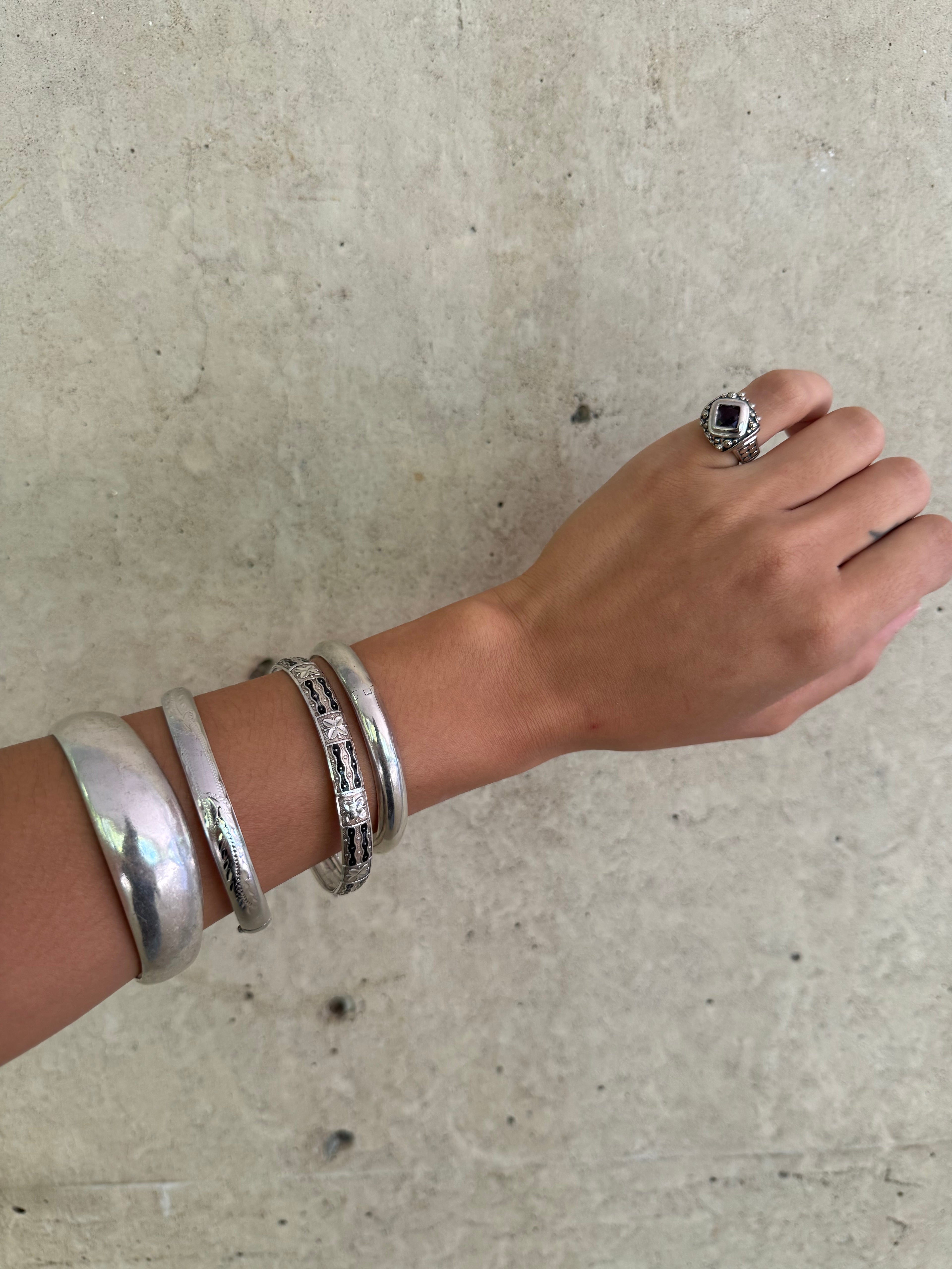 Vintage Silver Statement Dome Cuff Bracelet