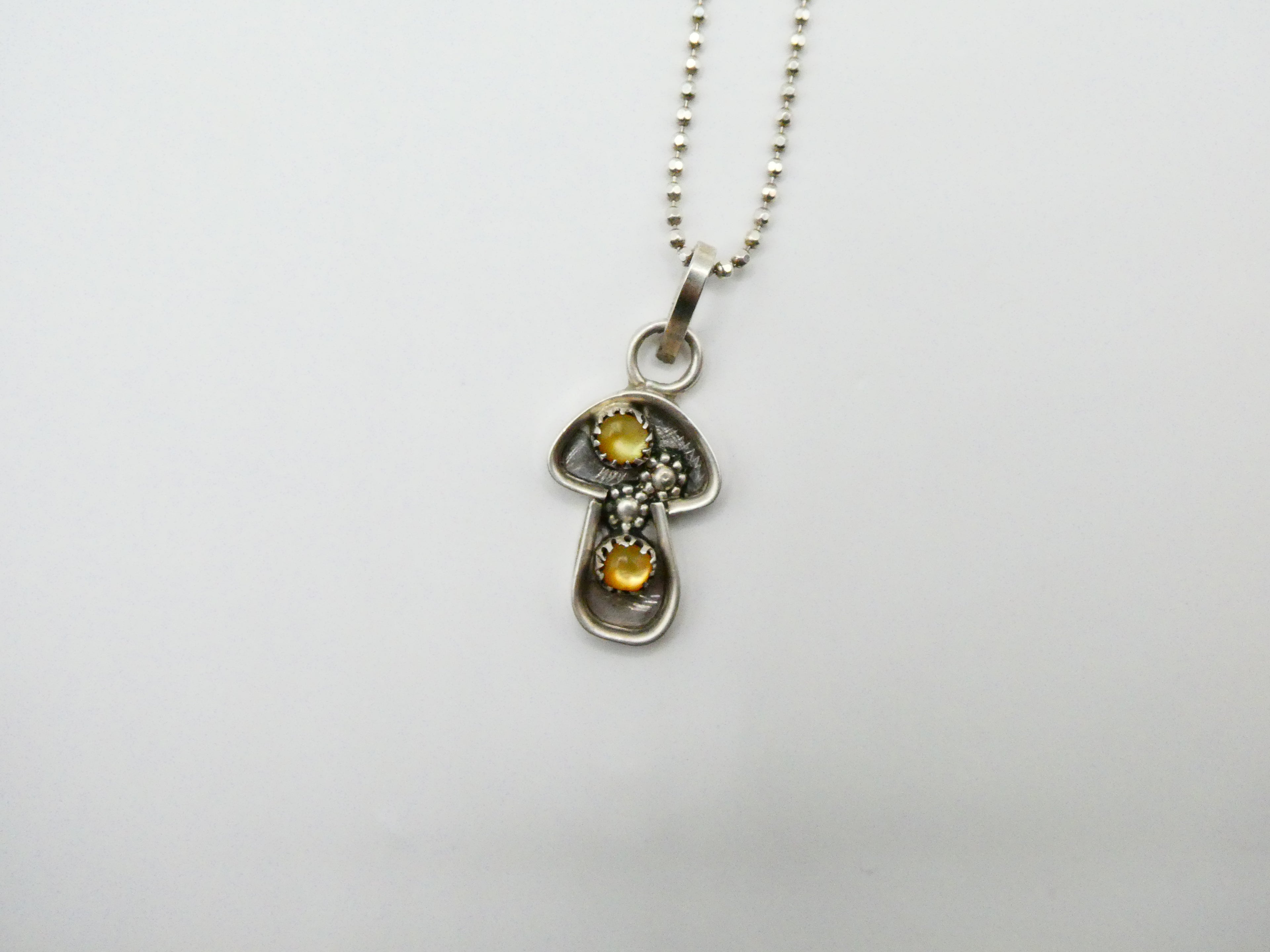 Vintage Silver Mushroom Pearl Necklace
