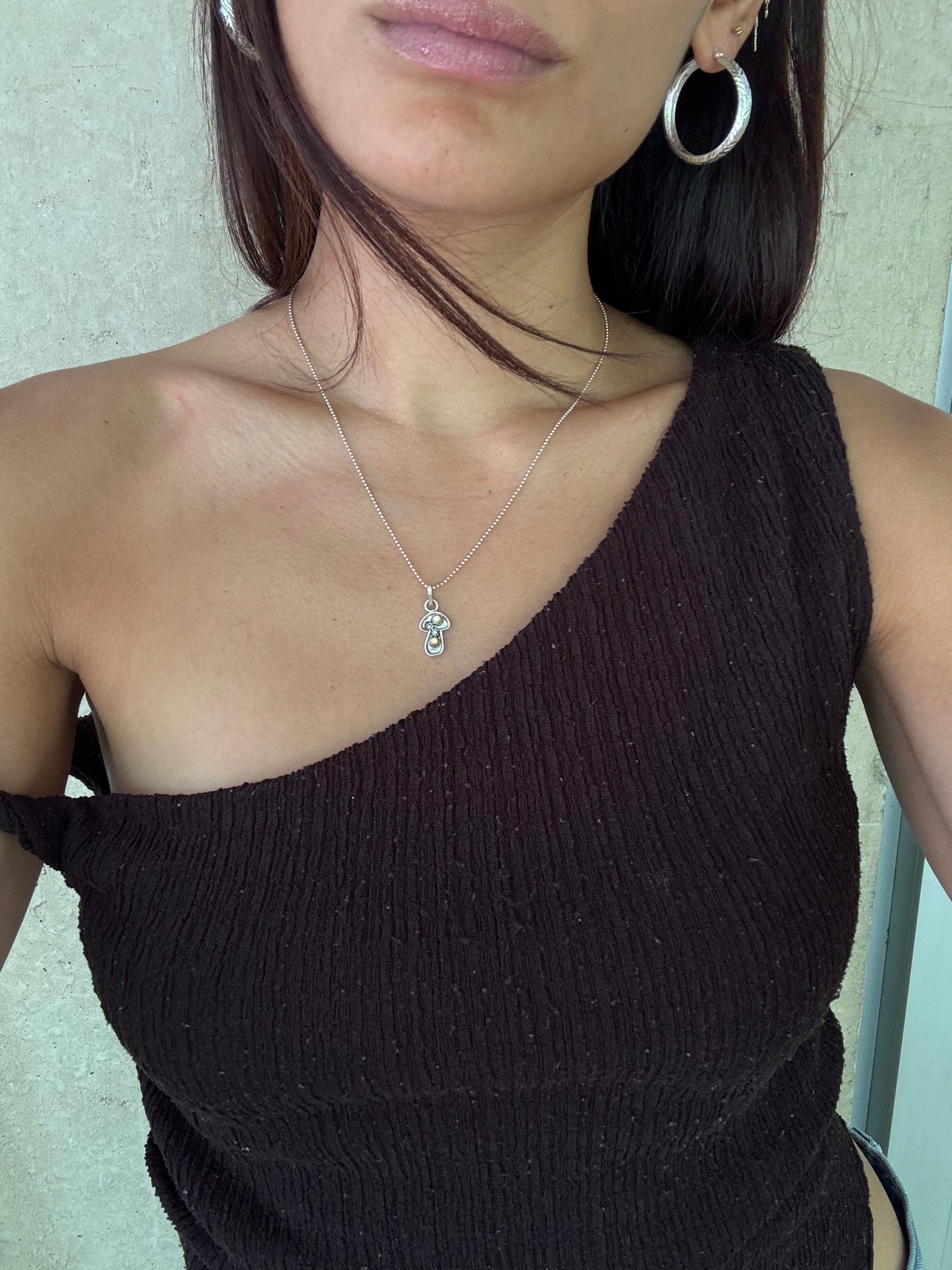 Vintage Silver Mushroom Pearl Necklace