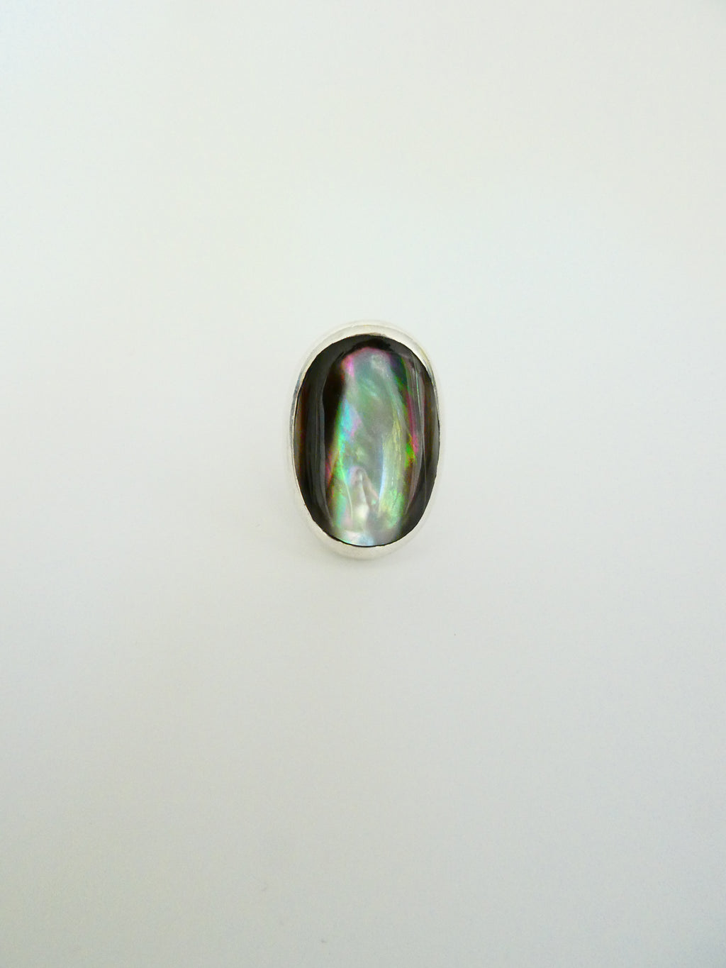 Vintage Silver Abalone Statement Ring