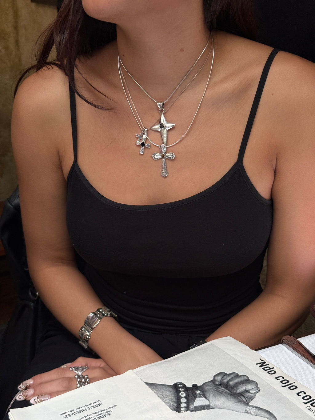 Vintage Double Cross Necklace