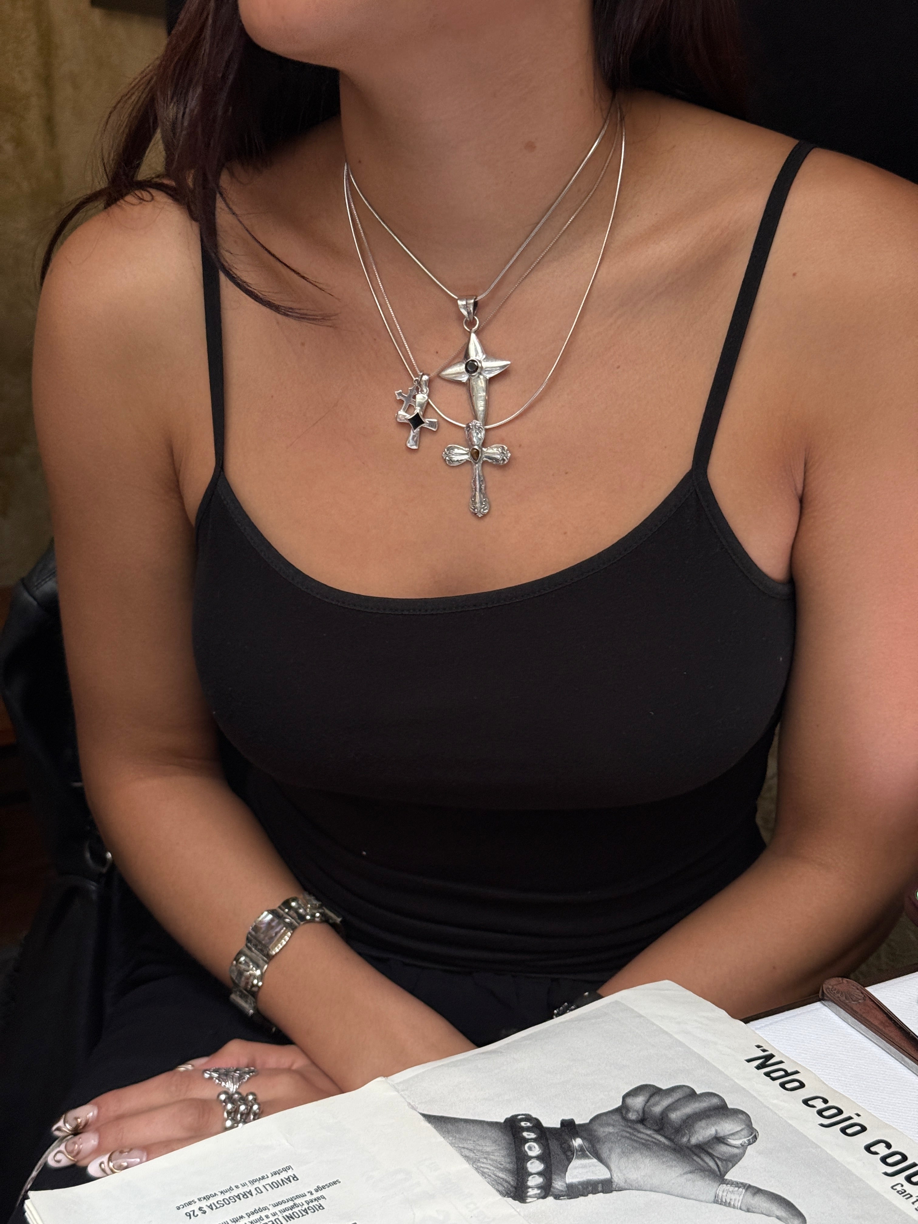 Vintage Double Cross Necklace