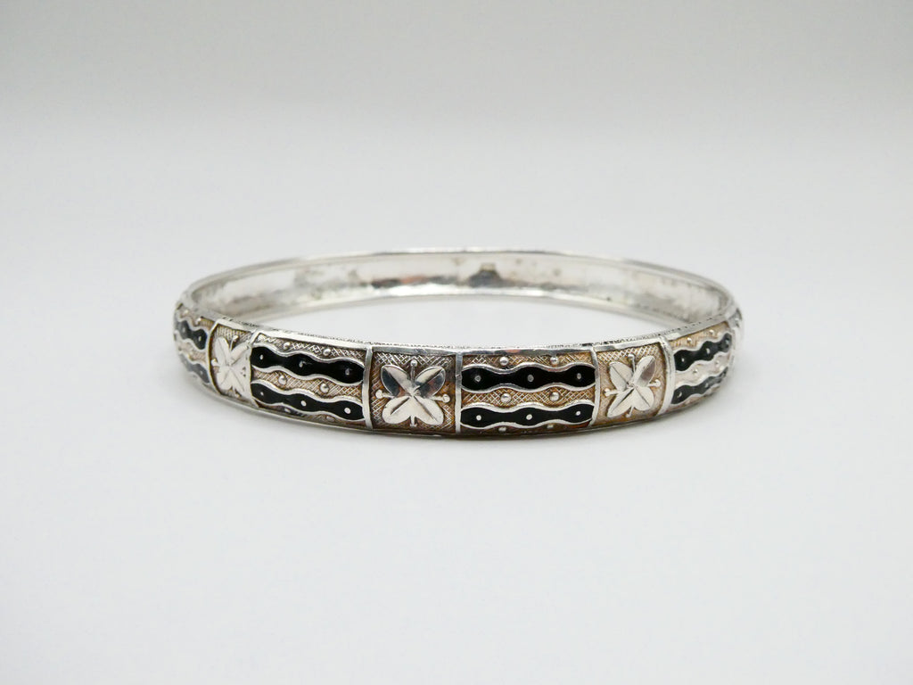 Vintage Silver Enamel Bangle