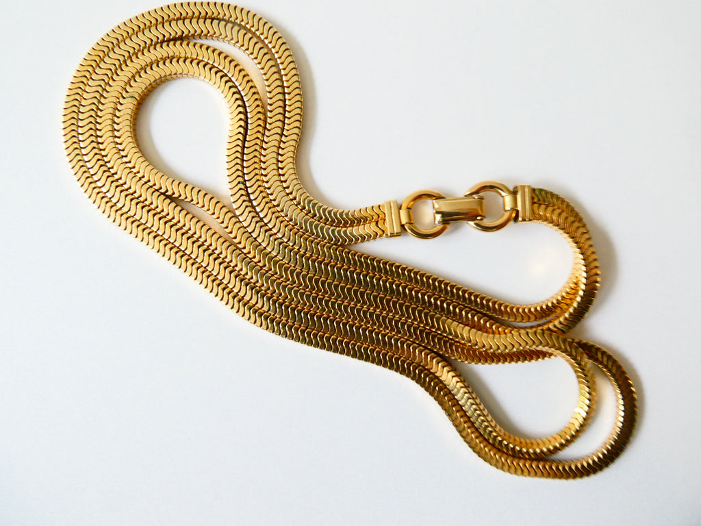 Vintage Gold-Filled Double Snake Chain Necklace