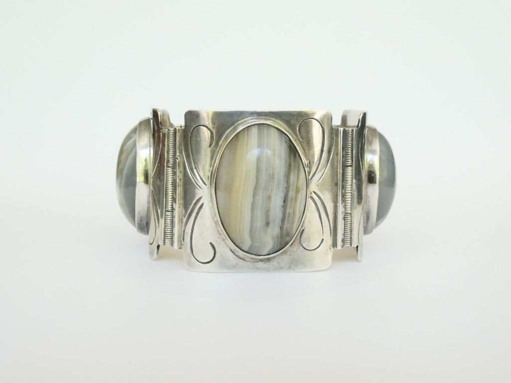 Vintage Banded Agate Statement Bracelet