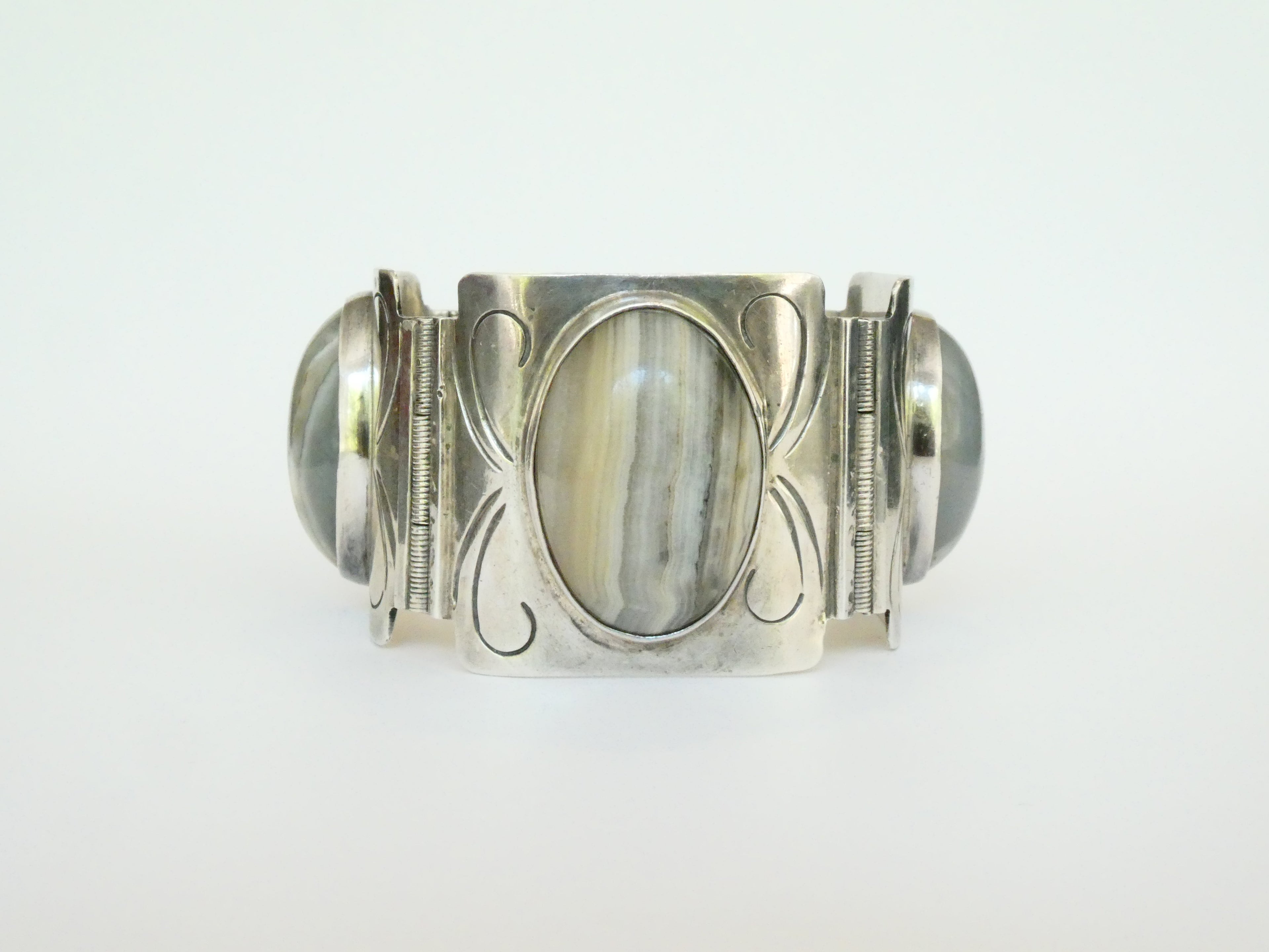 Vintage Banded Agate Statement Bracelet