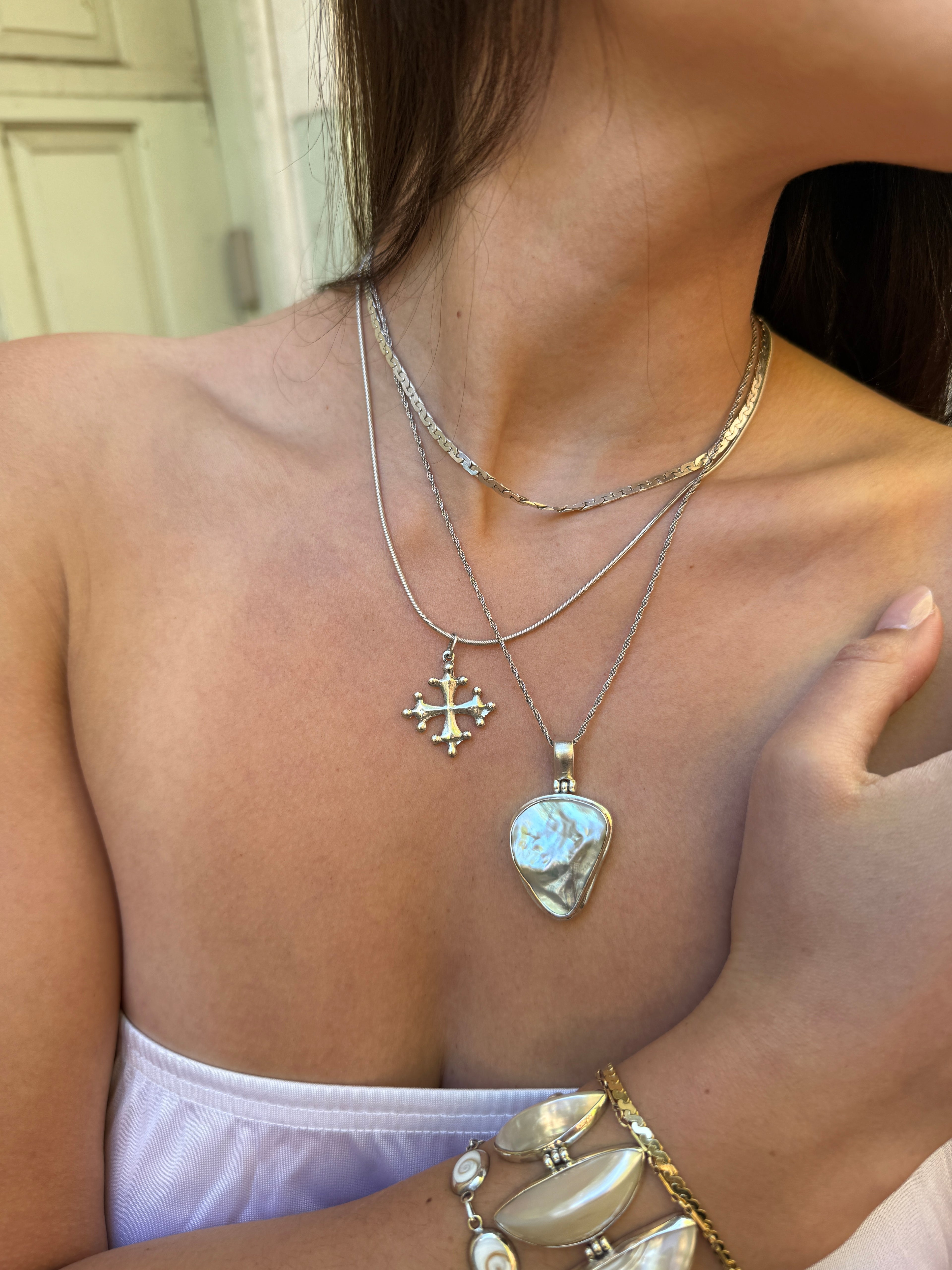 Vintage Silver Occitan Cross Necklace