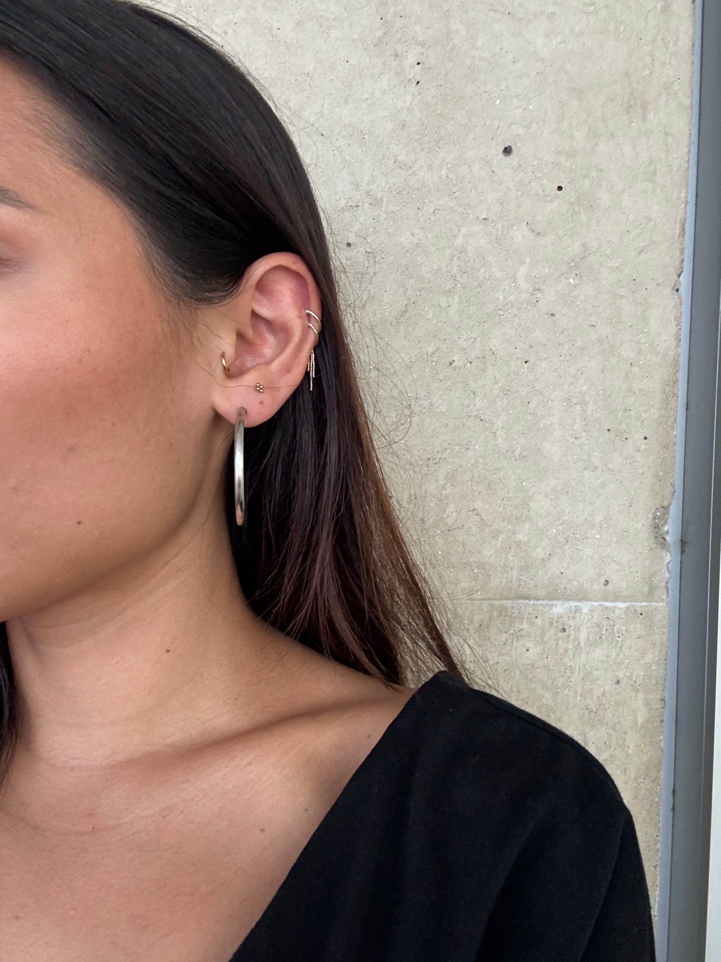 Vintage Silver Smooth Hoop Earrings