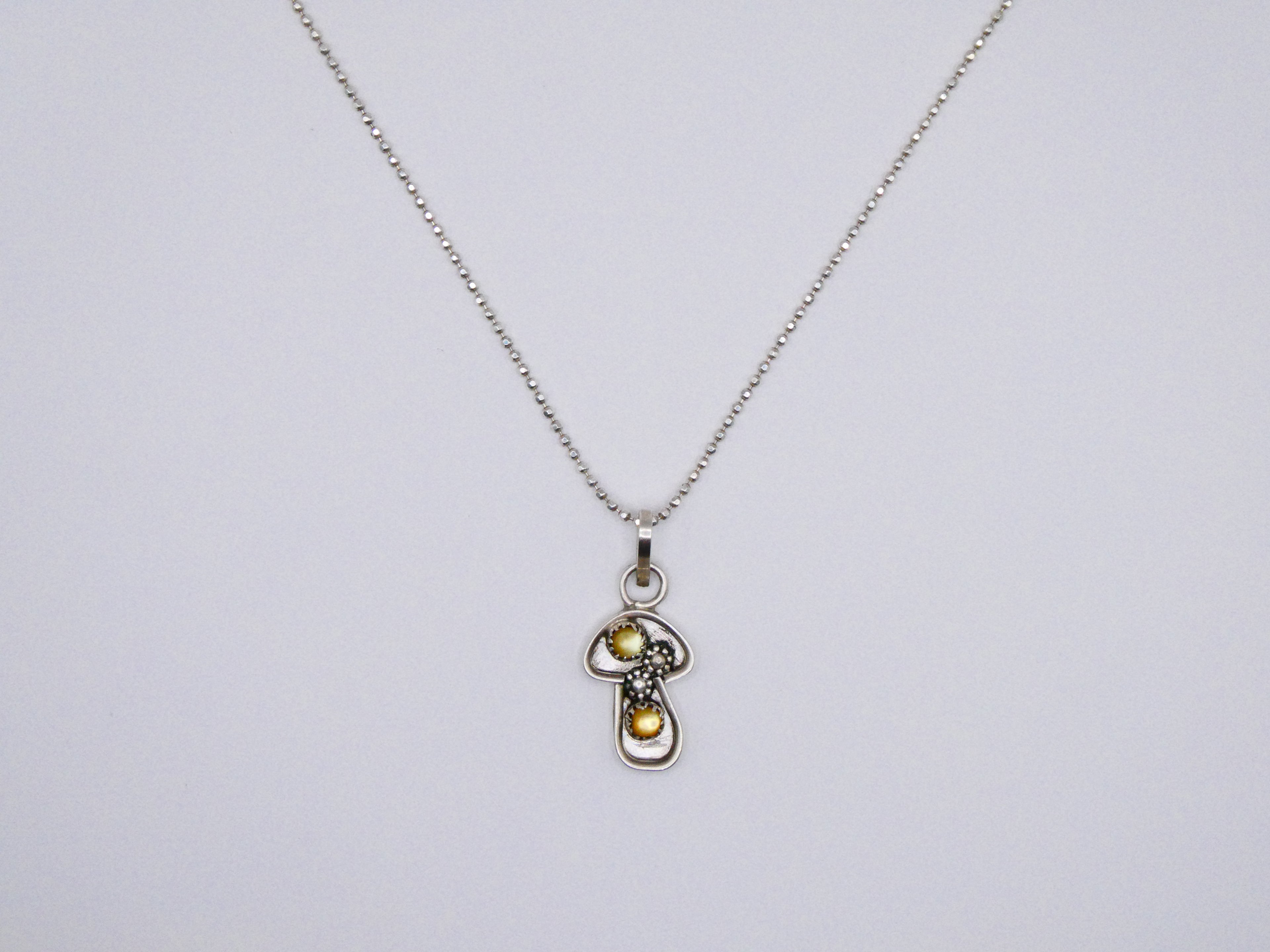 Vintage Silver Mushroom Pearl Necklace