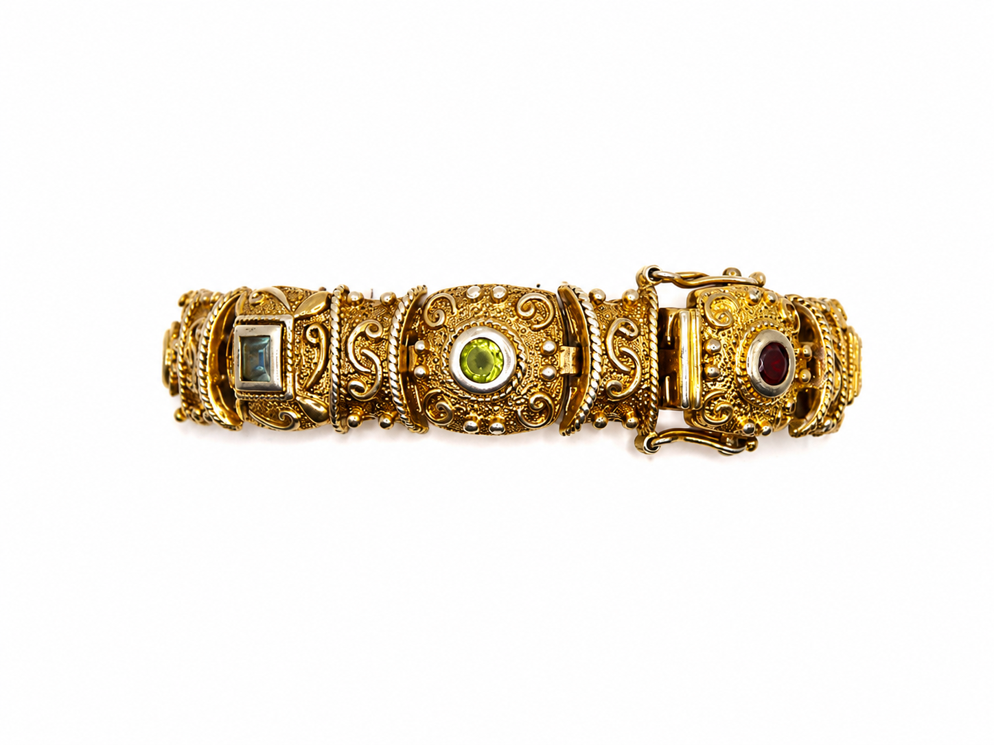 Vintage Gold Over Silver Semi-Precious Stone Bracelet