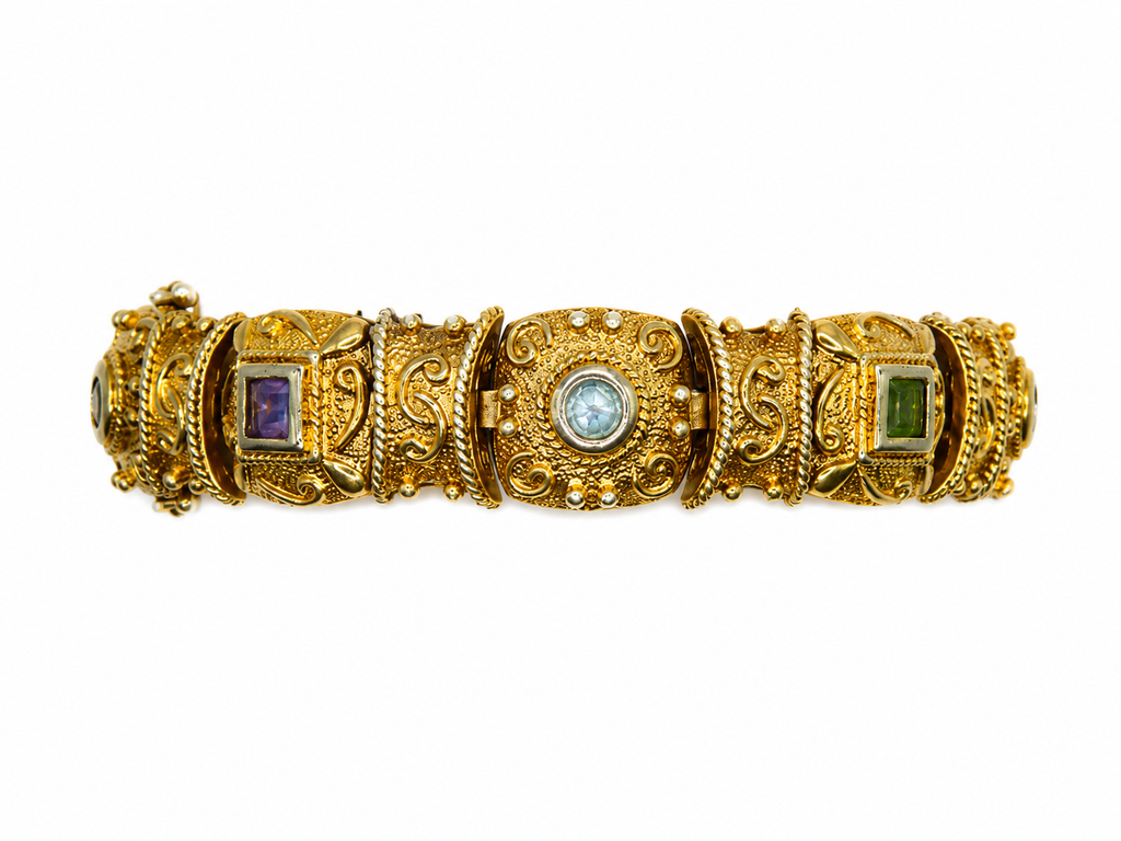 Vintage Gold Over Silver Semi-Precious Stone Bracelet