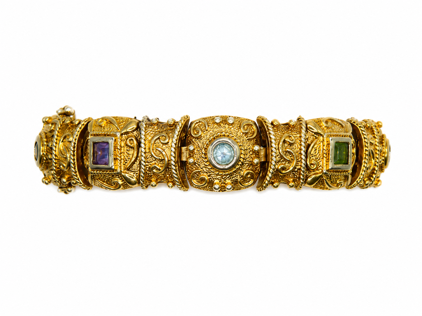 Vintage Gold Over Silver Semi-Precious Stone Bracelet