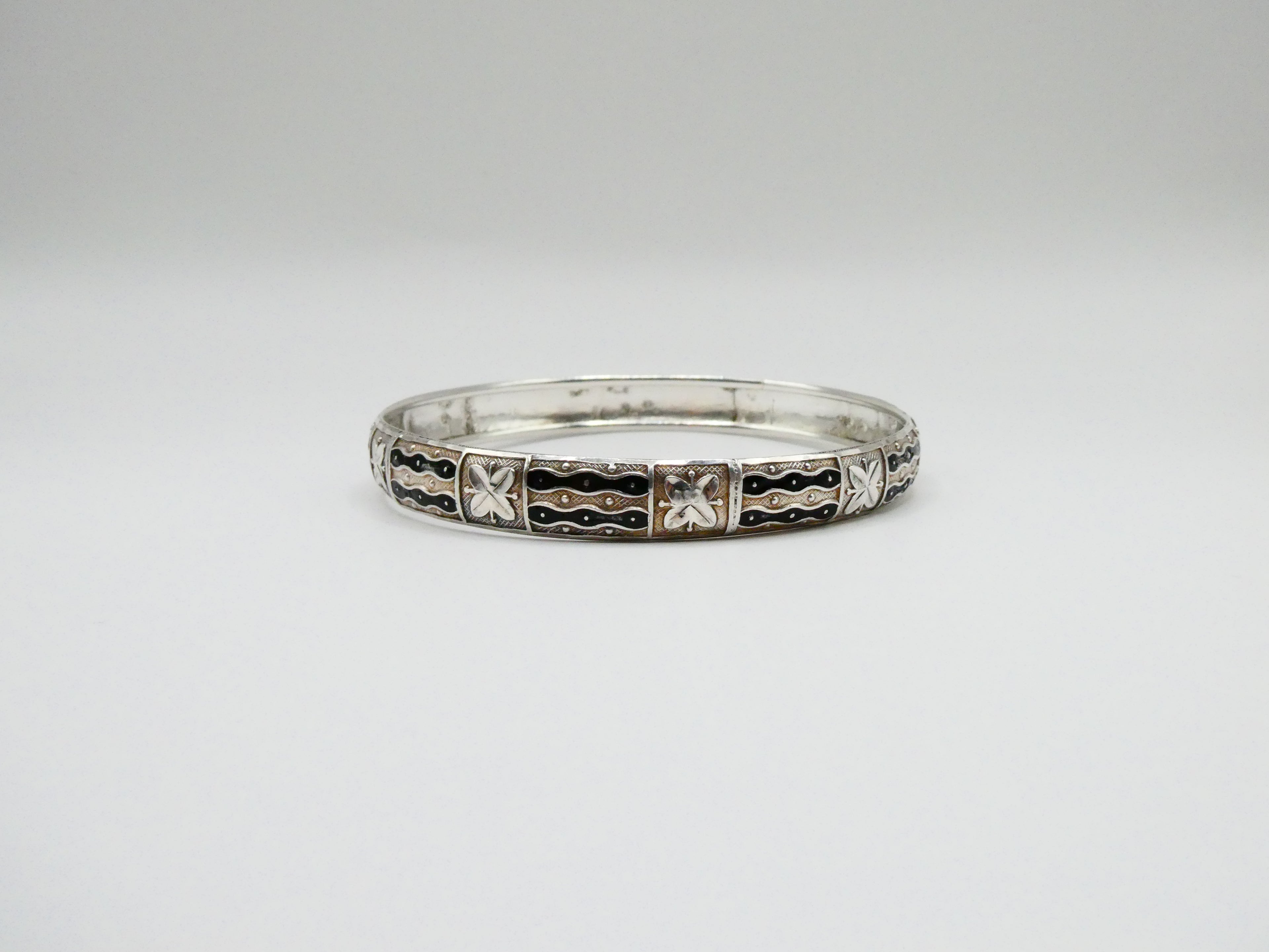 Vintage Silver Enamel Bangle