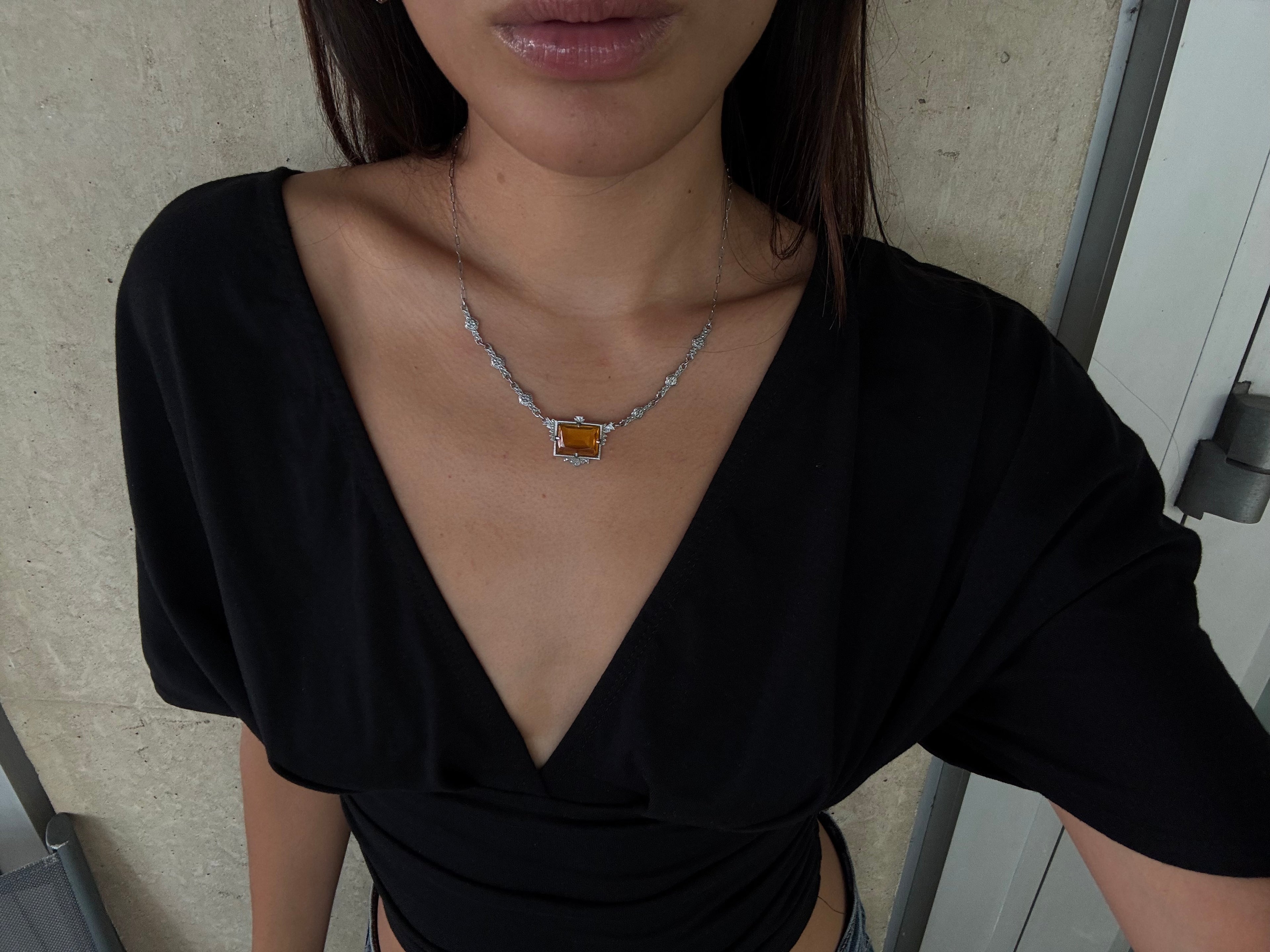 Vintage Art Deco Citrine Necklace