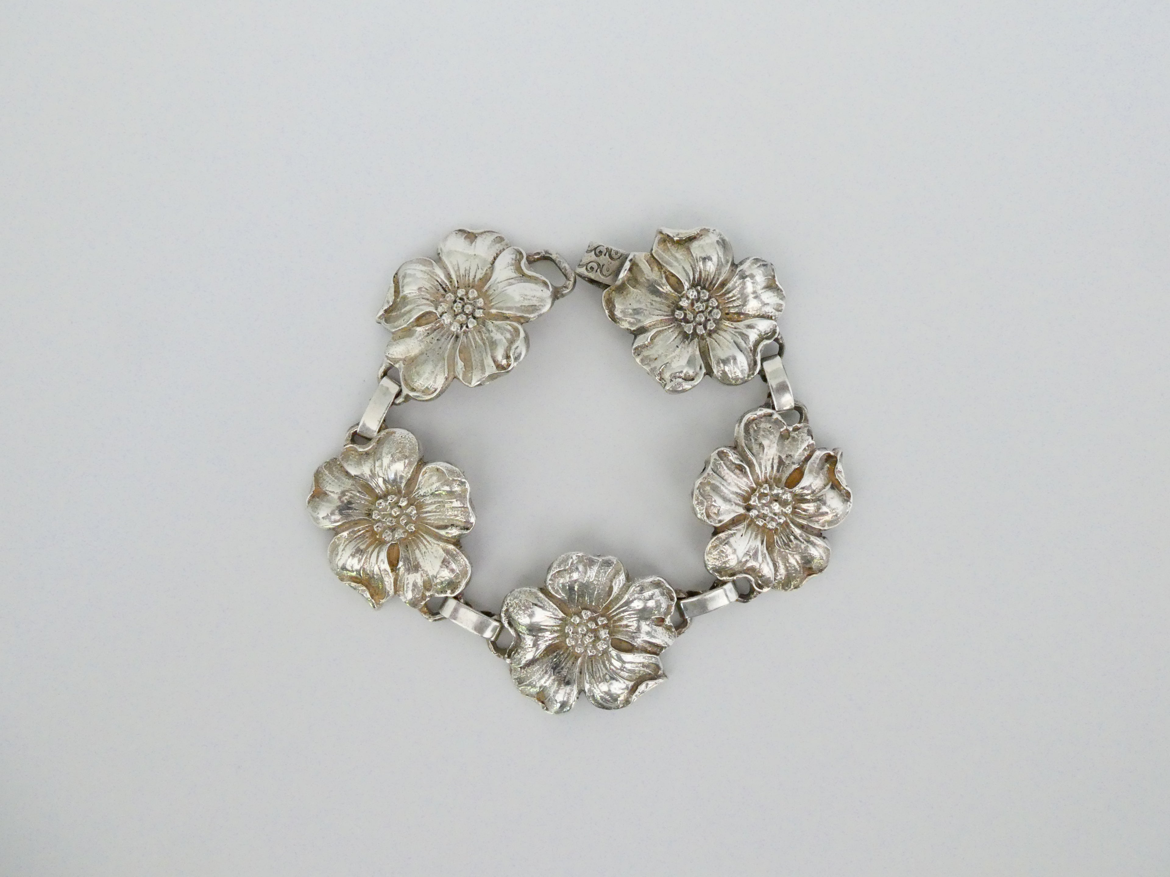 Vintage Chunky Wild Rose Flower Bracelet