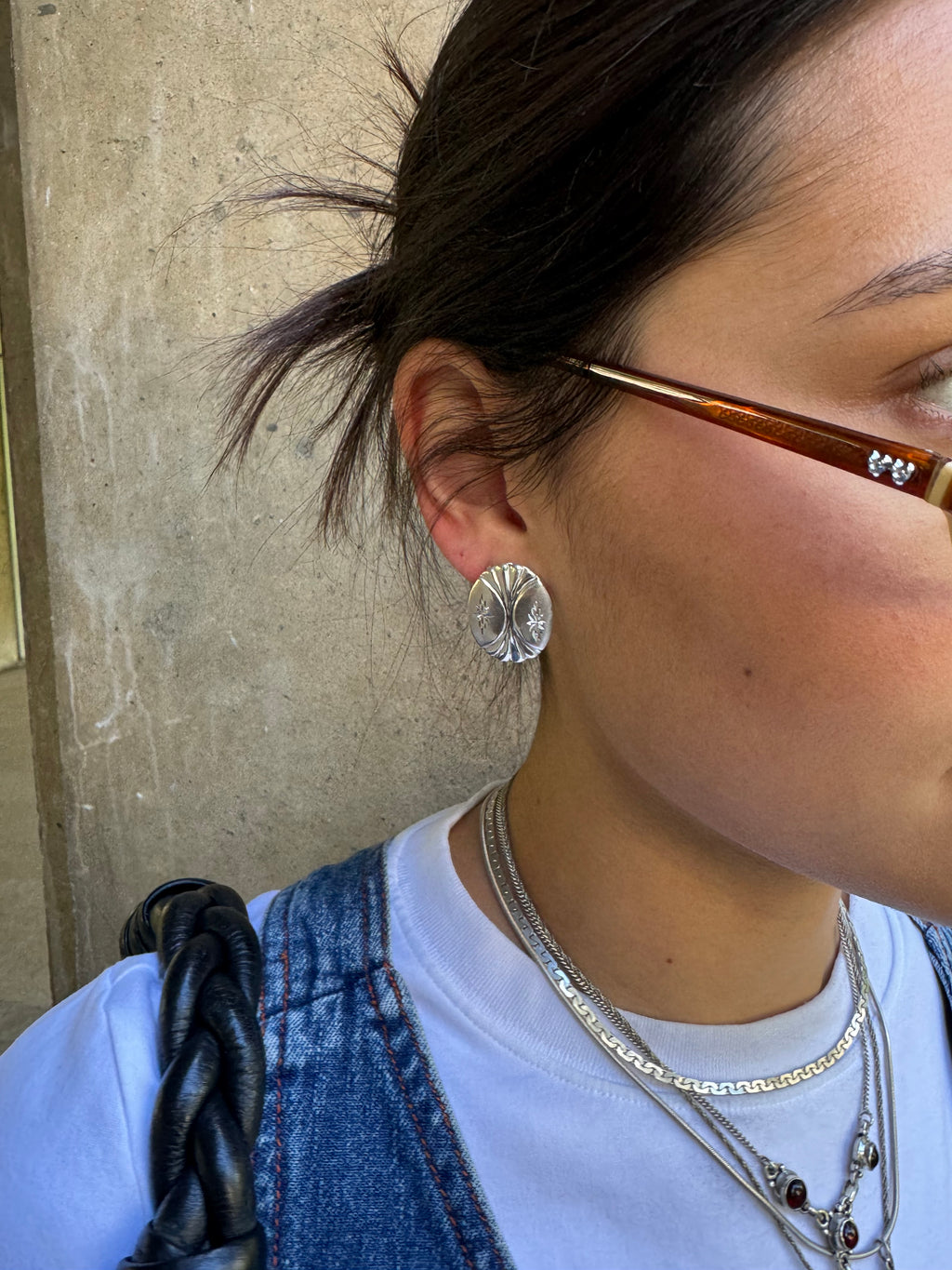 Vintage Silver Oval Earrings
