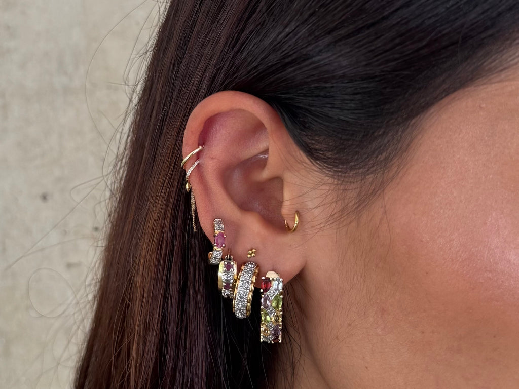 Vintage 18k Gold Over Silver Ruby Cabochon Earrings
