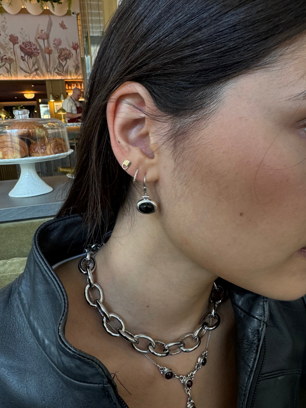 Vintage Silver Onyx Earrings