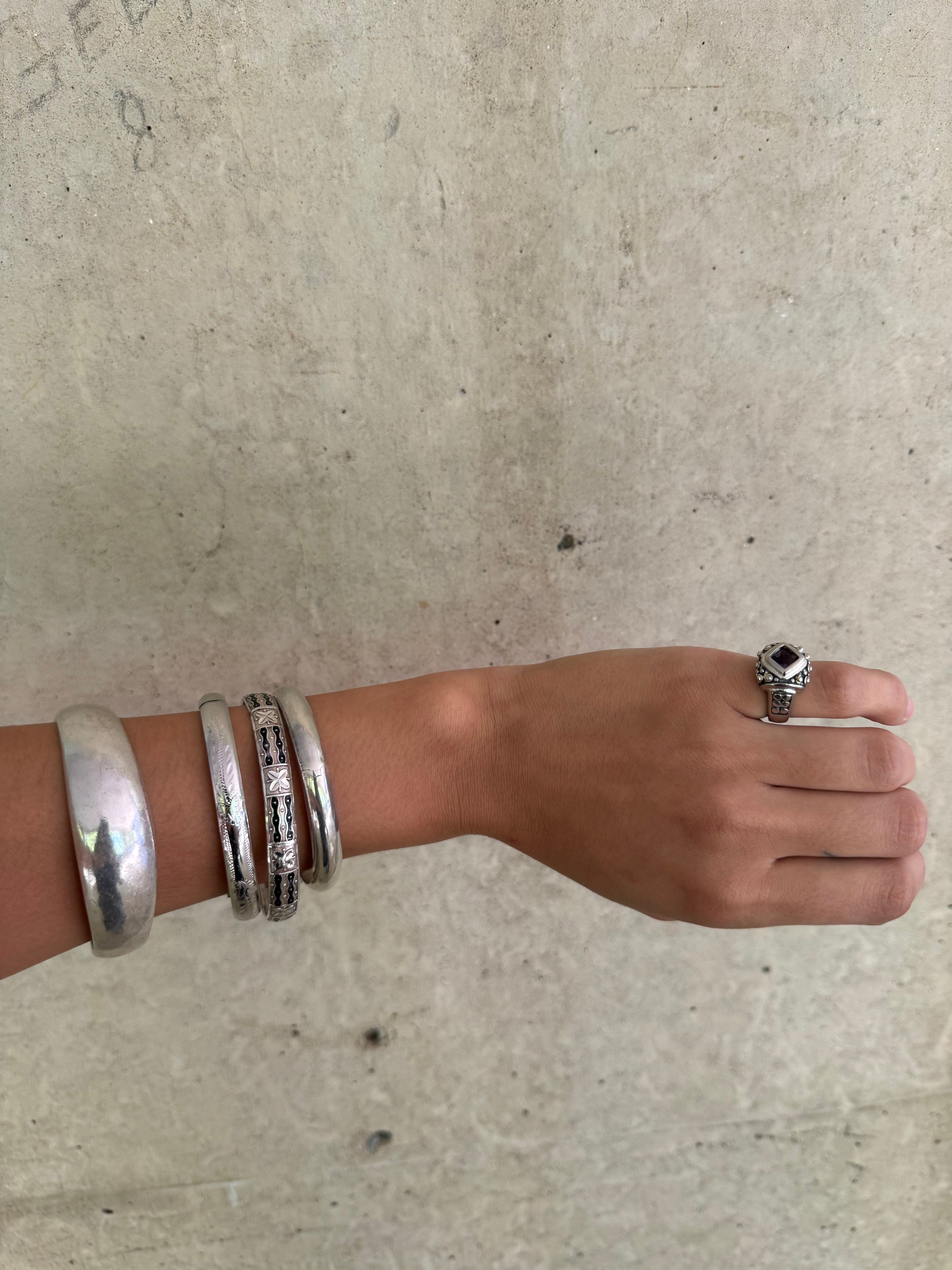 Vintage Silver Enamel Bangle