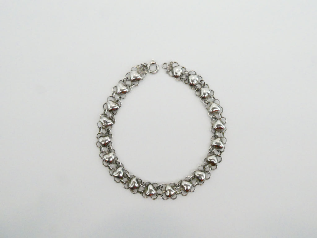 Vintage Silver Slinky Heart Bracelet
