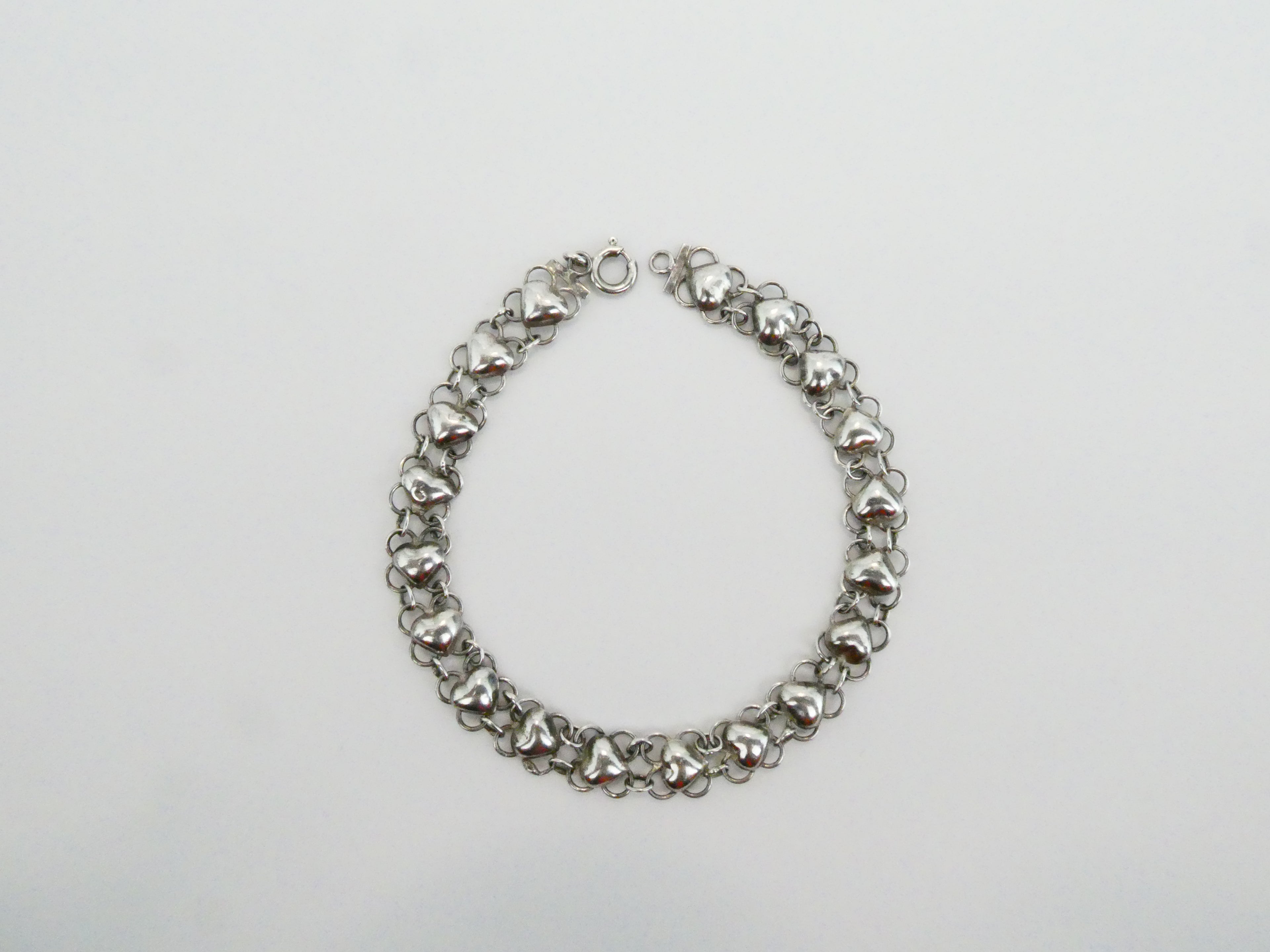 Vintage Silver Slinky Heart Bracelet