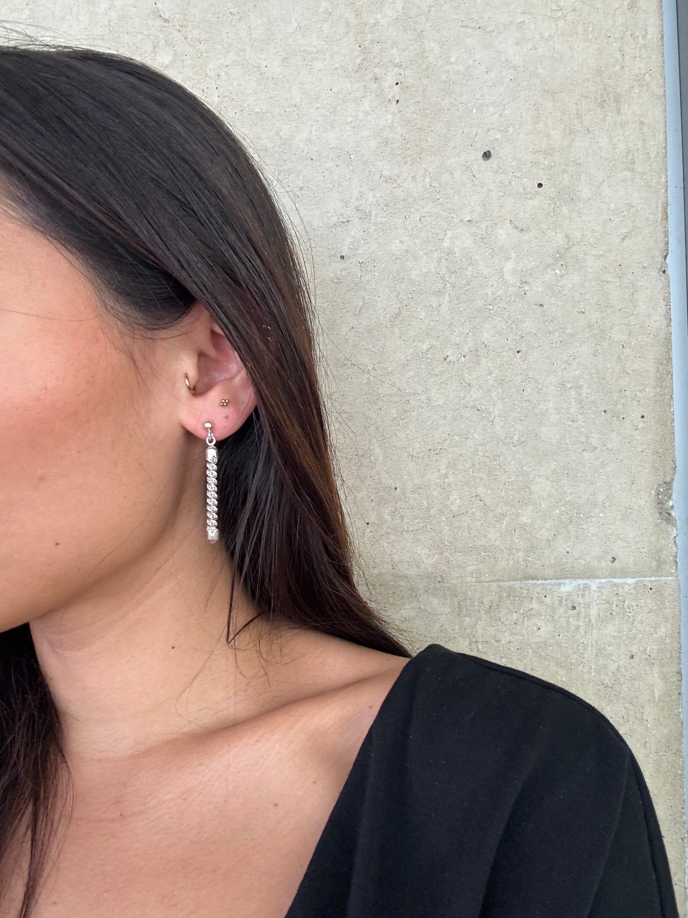 Vintage Silver Chainmail Drop Earrings