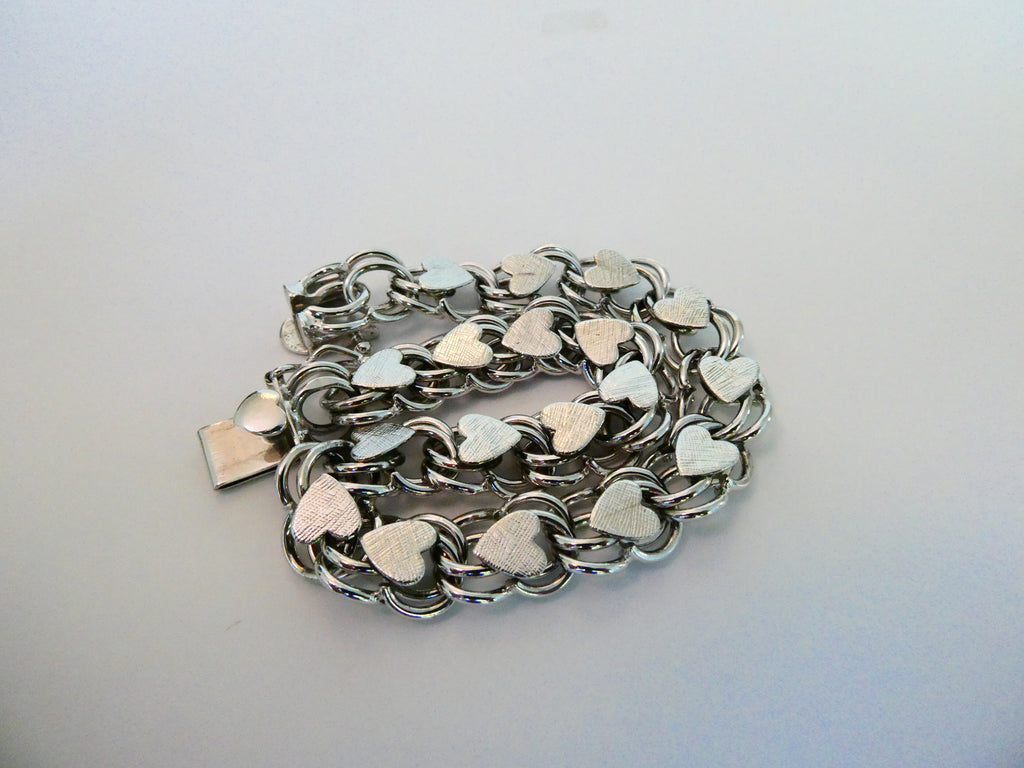 Vintage Solid Silver Heart Bracelet