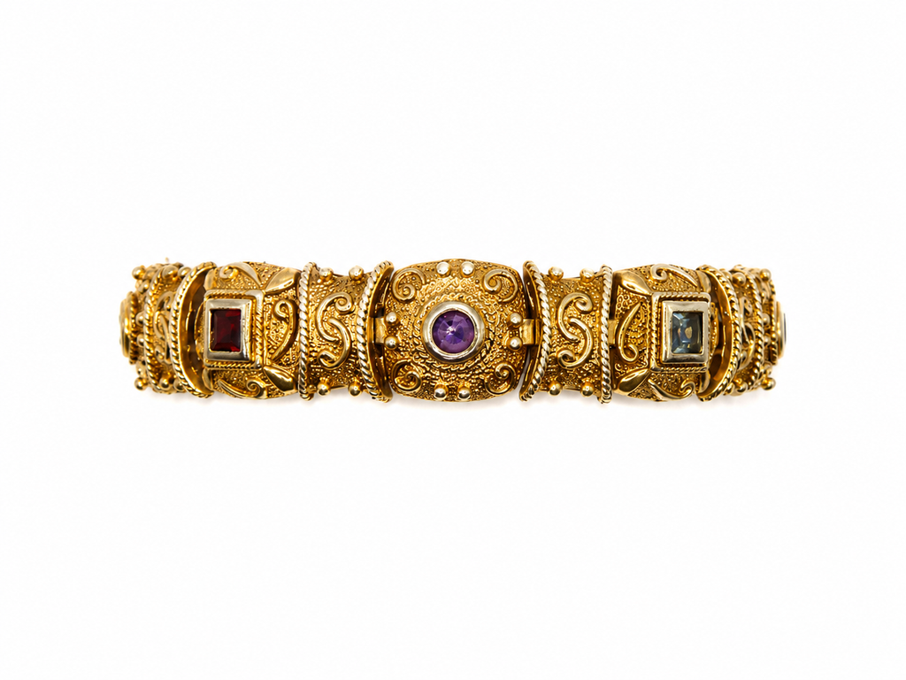 Vintage Gold Over Silver Semi-Precious Stone Bracelet