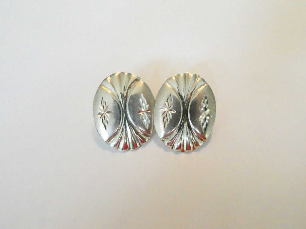 Vintage Silver Oval Earrings