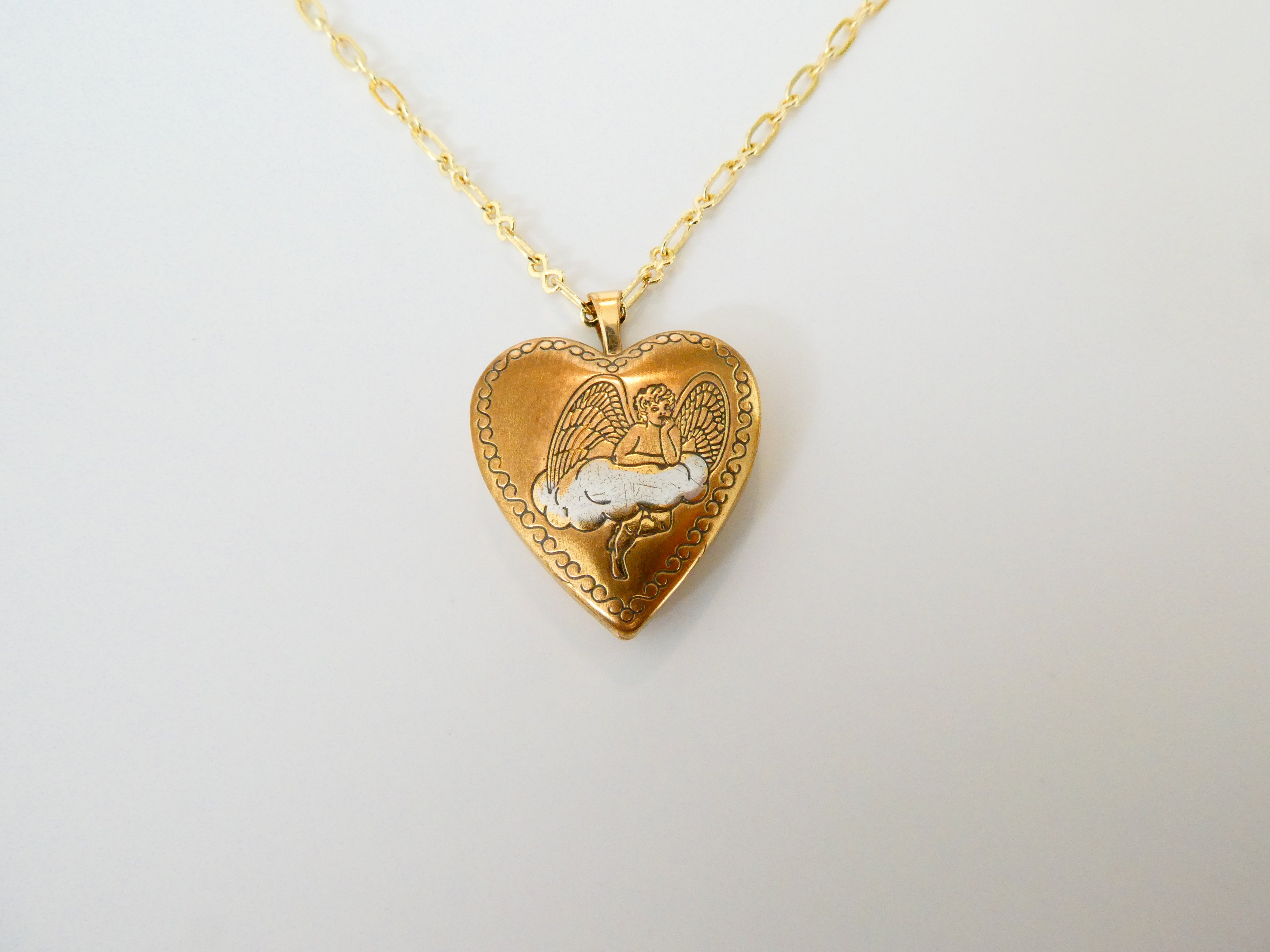 Vintage Gold-Filled 2 Tone Angel Locket