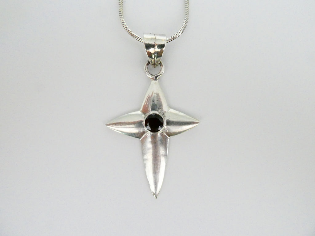 Vintage Silver Statement Garnet Cross Necklace