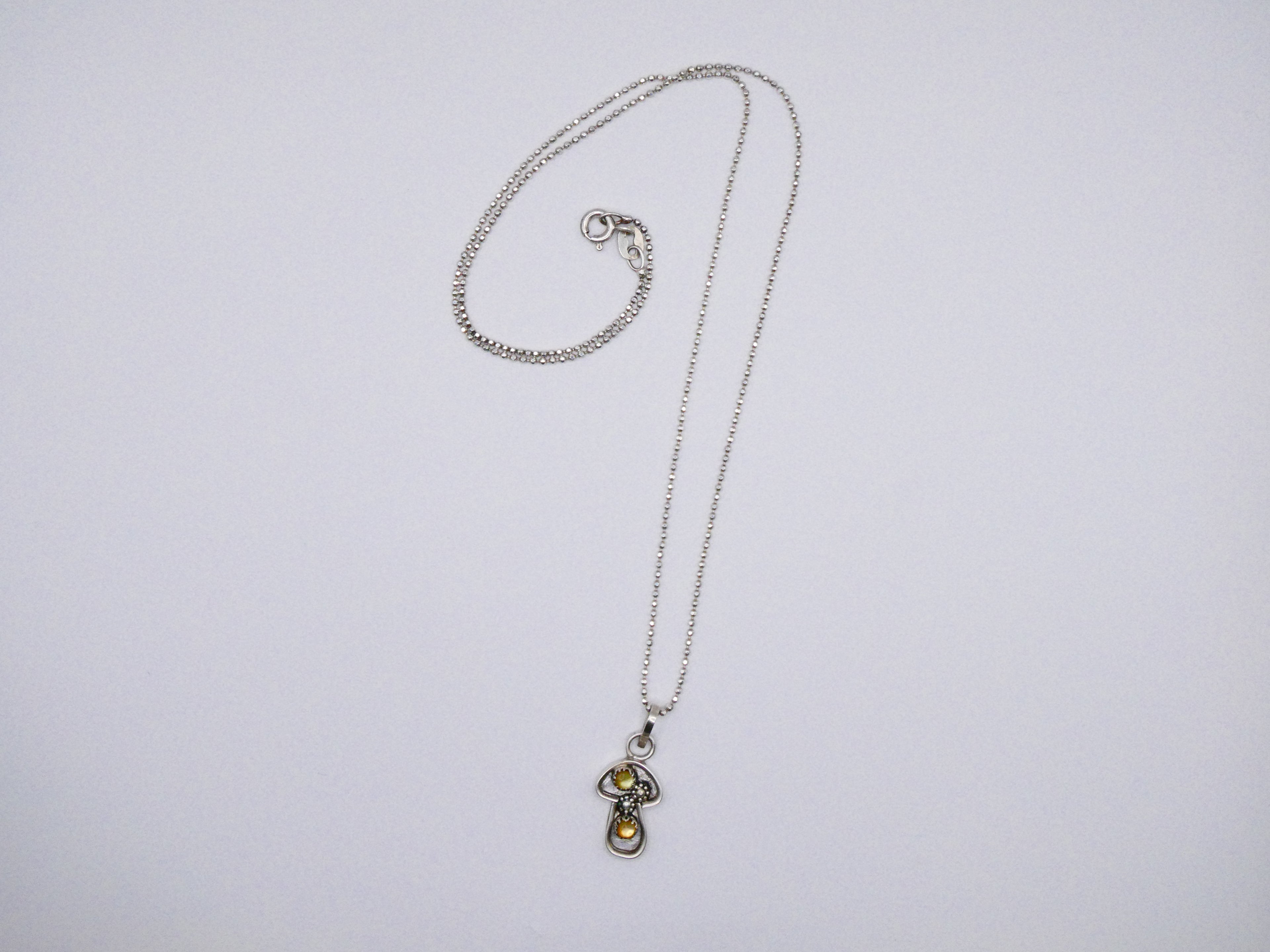 Vintage Silver Mushroom Pearl Necklace