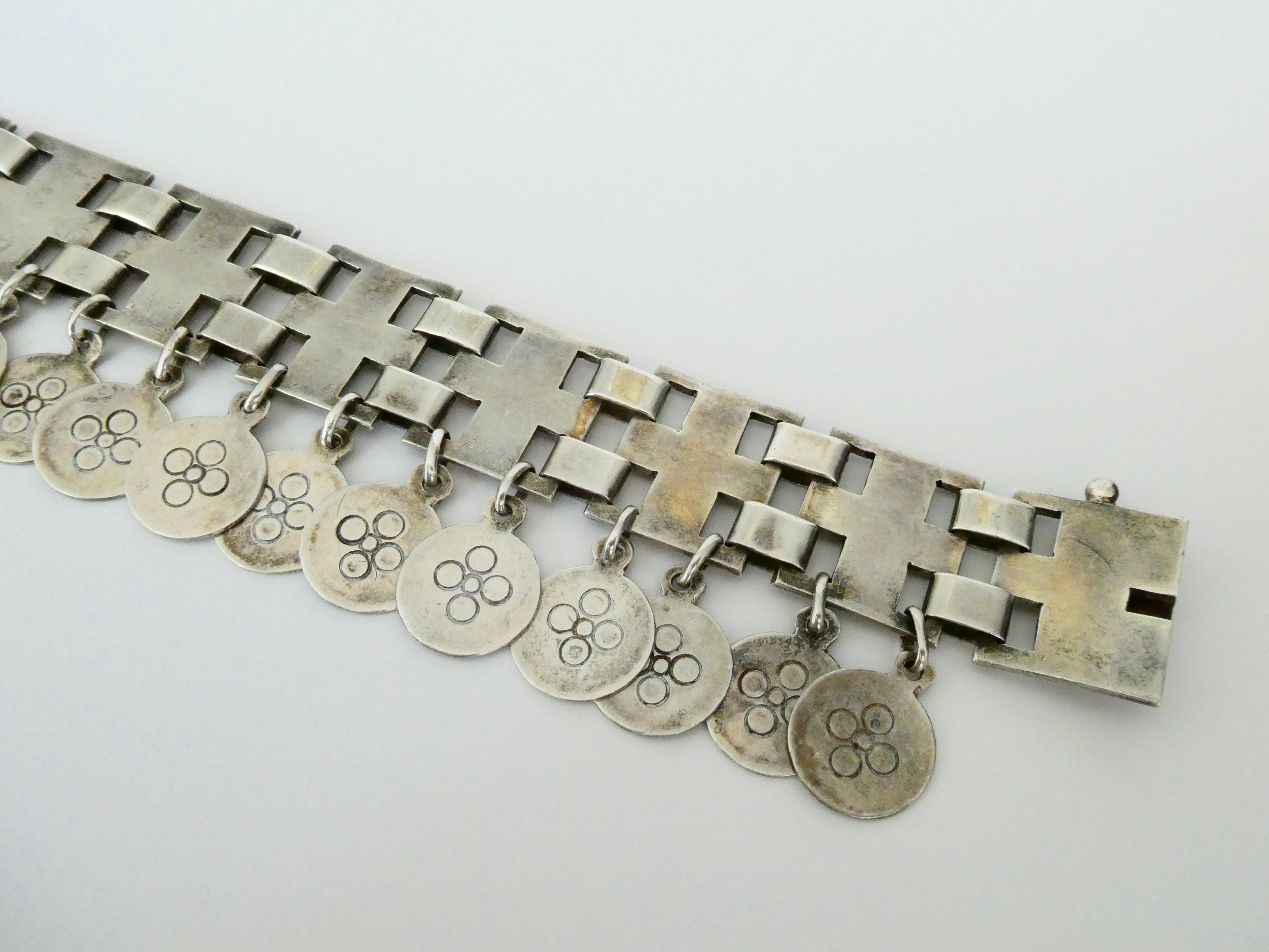 Vintage Chunky Chain & Coin Dangle Bracelet