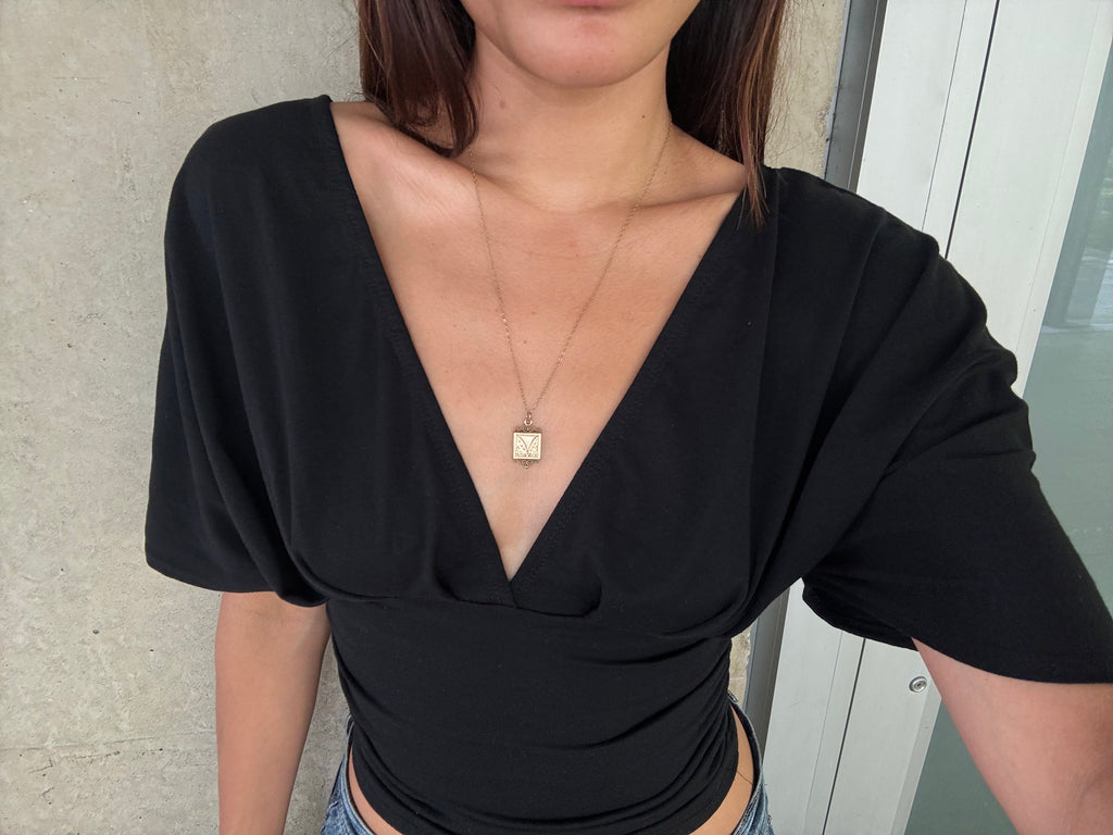 Vintage 12k Gold Filled Square Pendant Necklace