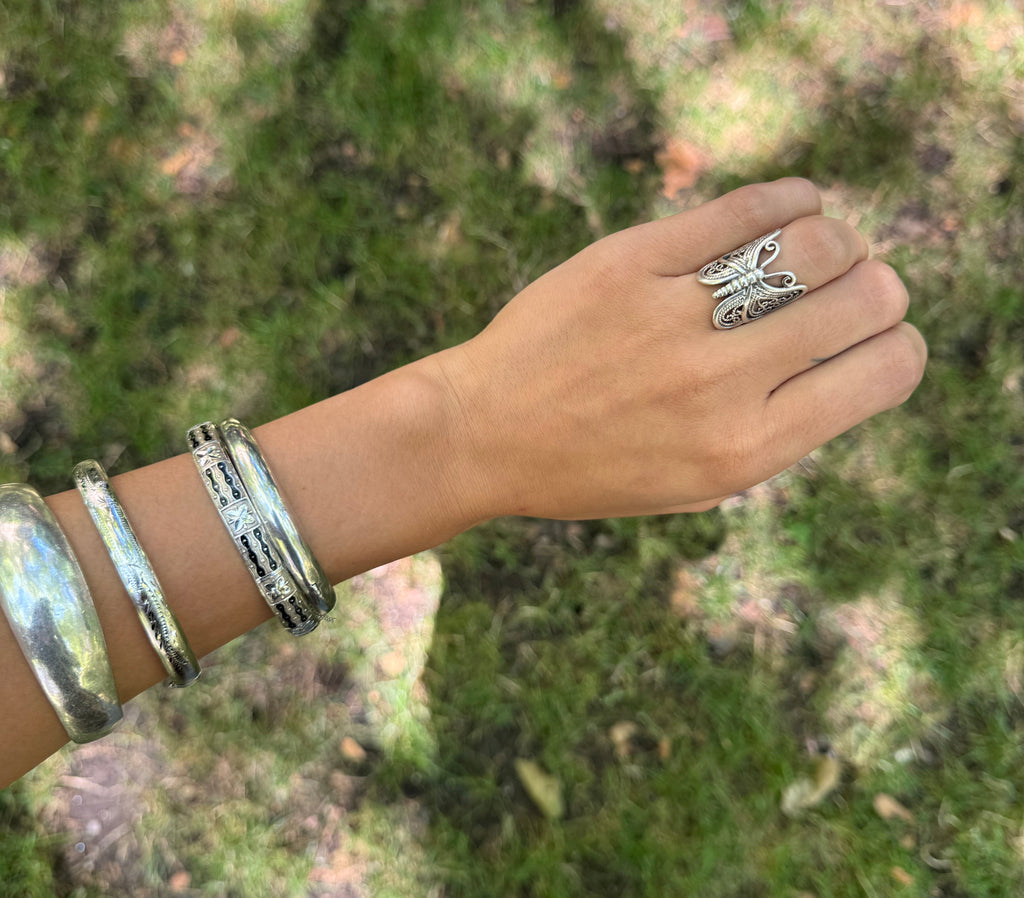 Vintage Silver Enamel Bangle