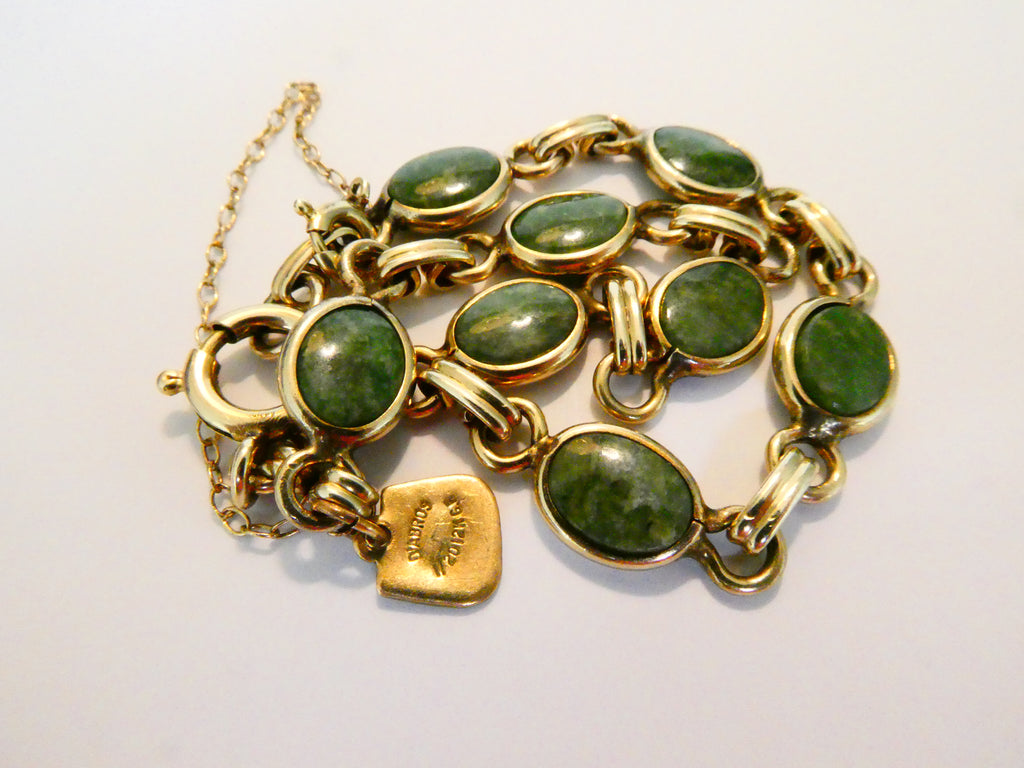 Vintage Gold-Filled Jade Bracelet