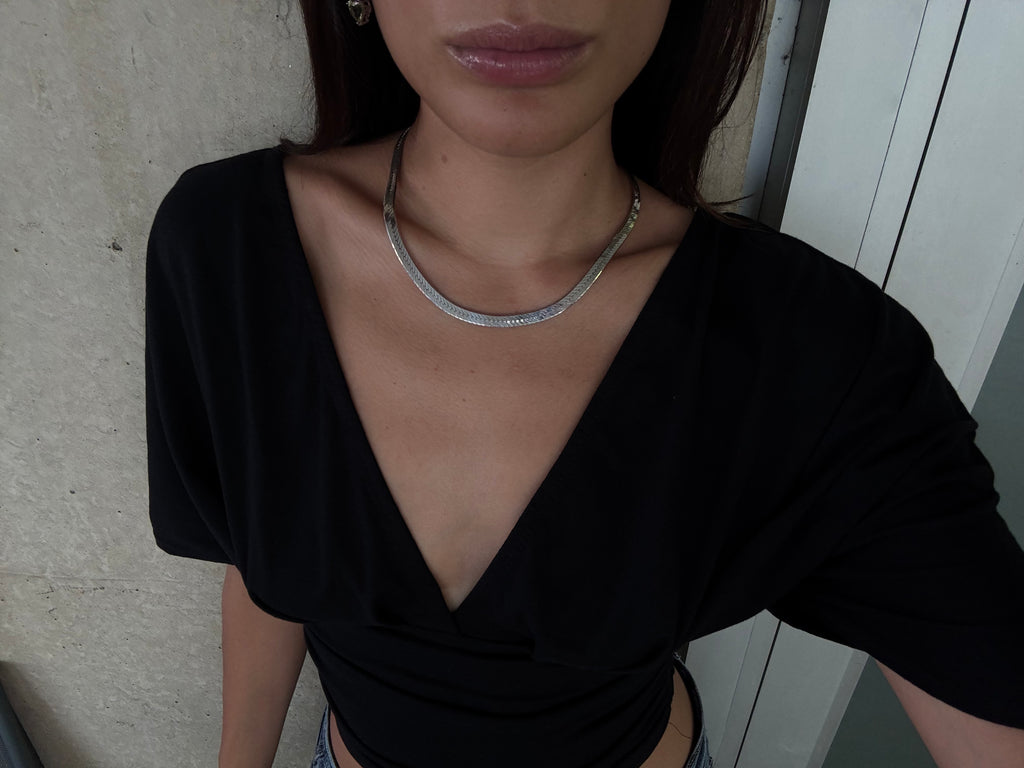Vintage Silver Omega Chain Collar Necklace