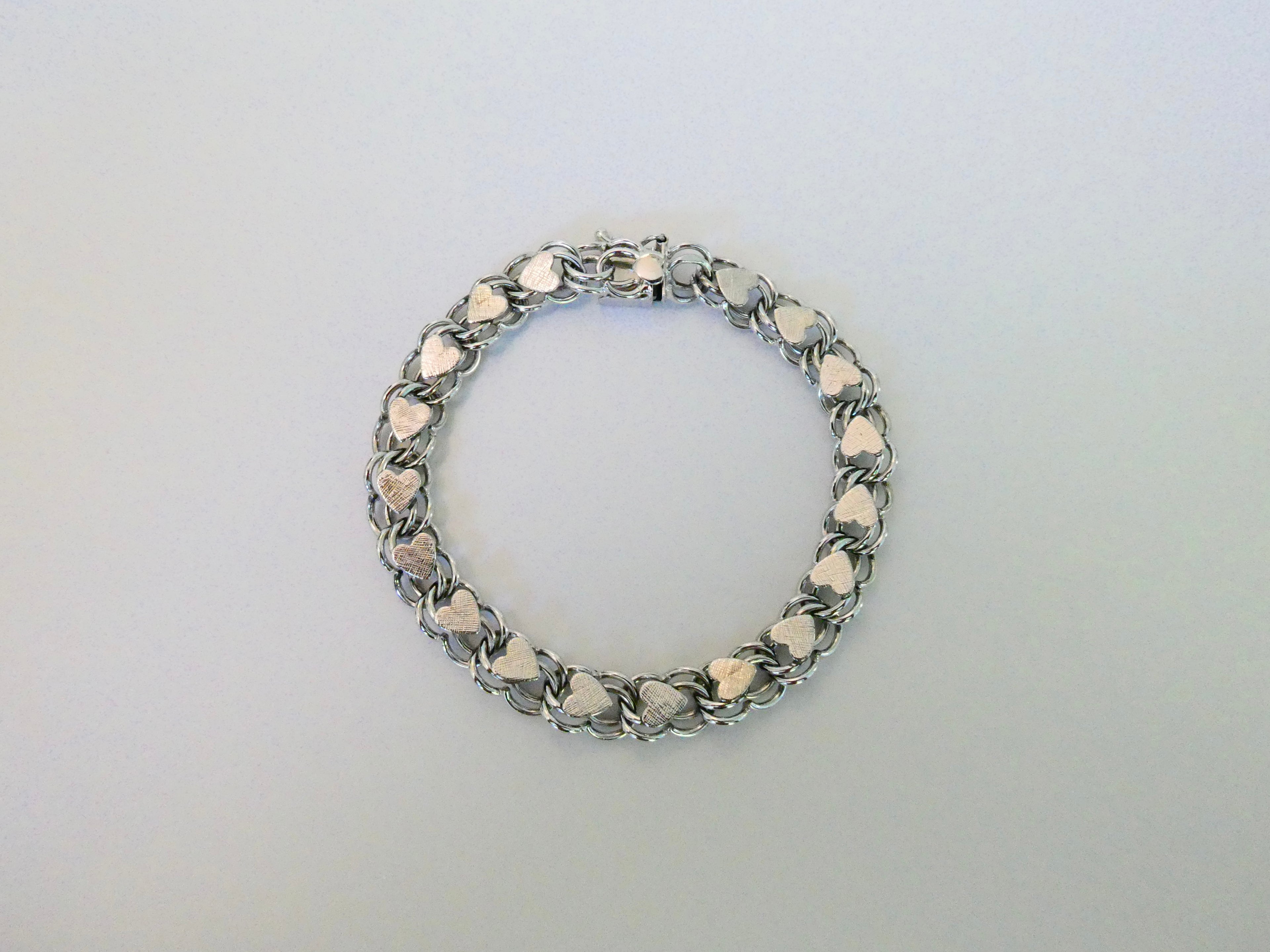 Vintage Solid Silver Heart Bracelet