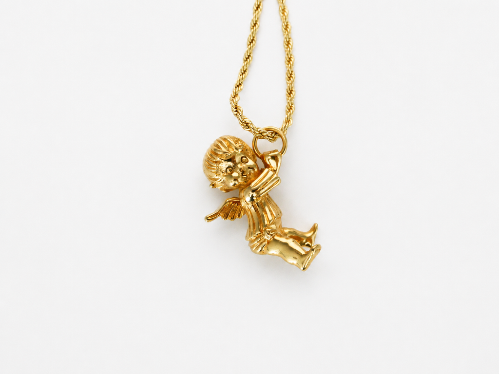 Vintage Gold Cherub Necklace