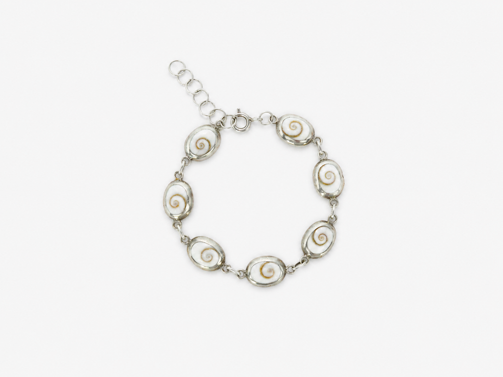 Vintage Silver 7 Shell Bracelet