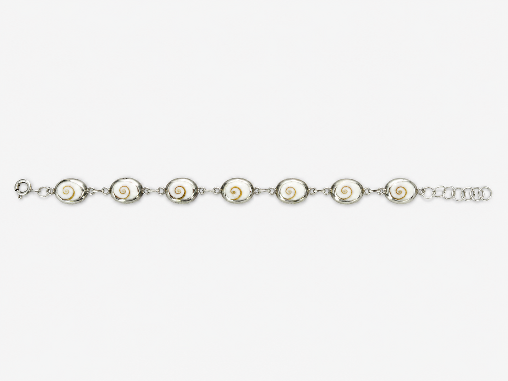 Vintage Silver 7 Shell Bracelet